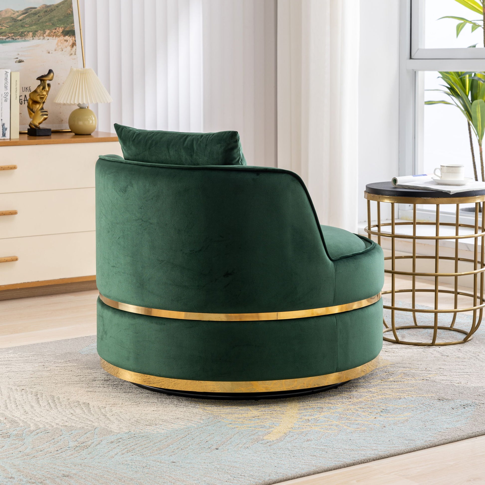 360 Degree Swivel Over Sized Upholstered Barrel Chair - Best Buy Furniture