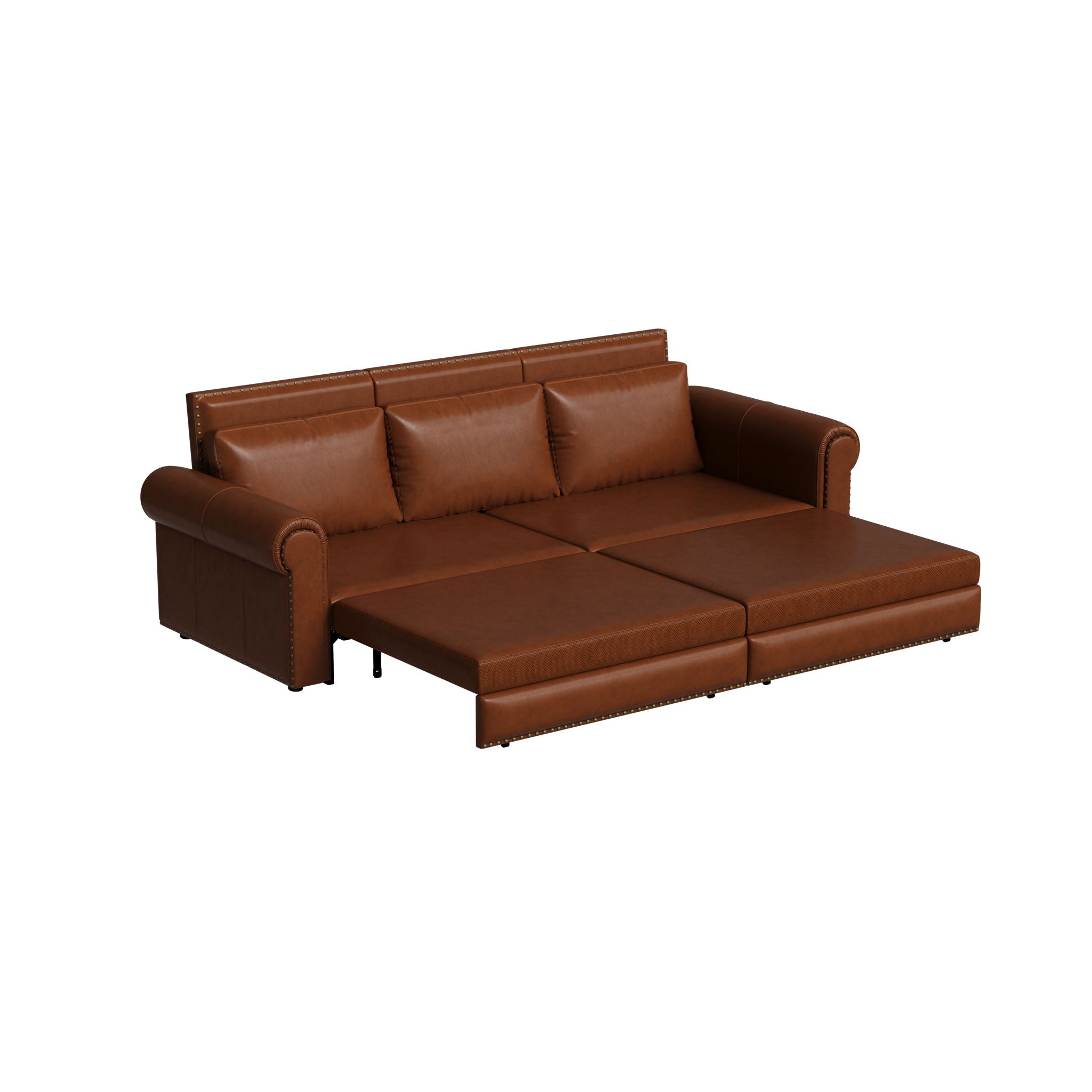 3 In 1 Convertible Sleeper Sofa With Nailhead Trim & Rolled Arm - Best Buy Furniture