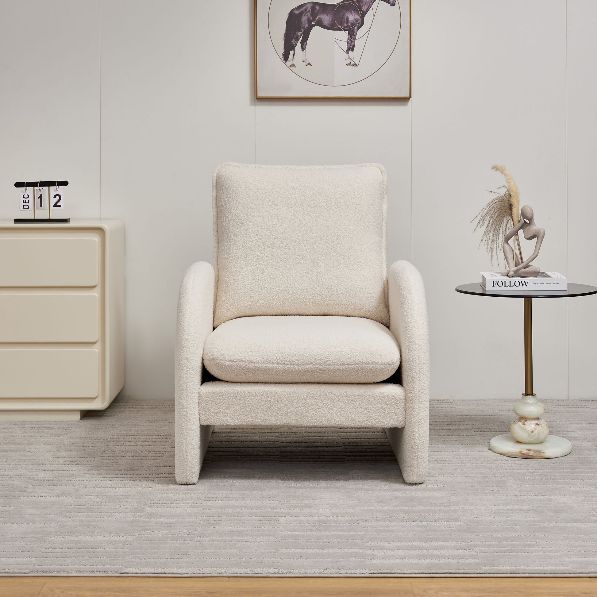 Modern Sherpa Upholstered Accent Chair, Comfortable Living Room Armchair, Lounge Chair For Bedroom, And Office - Best Buy Furniture