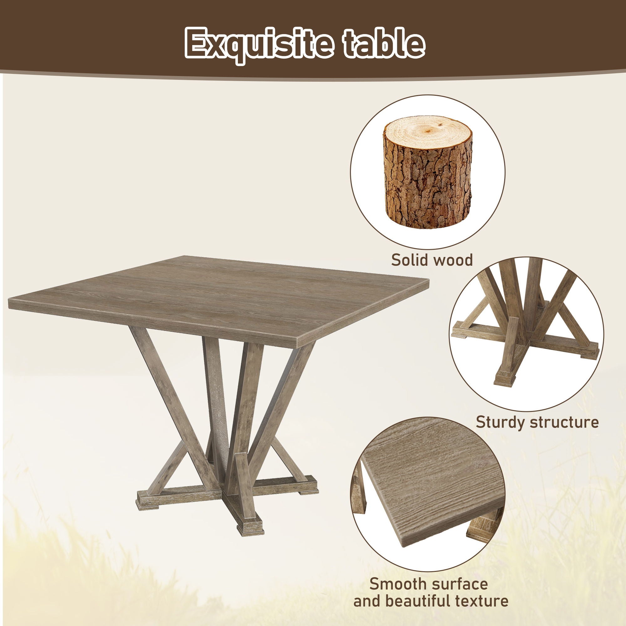 5 Pieces Set Counter Table Set Square Counter Table Solid Wood Modern Farmhouse Rustic Look Distressed Look - Grayish Brown - Best Buy Furniture