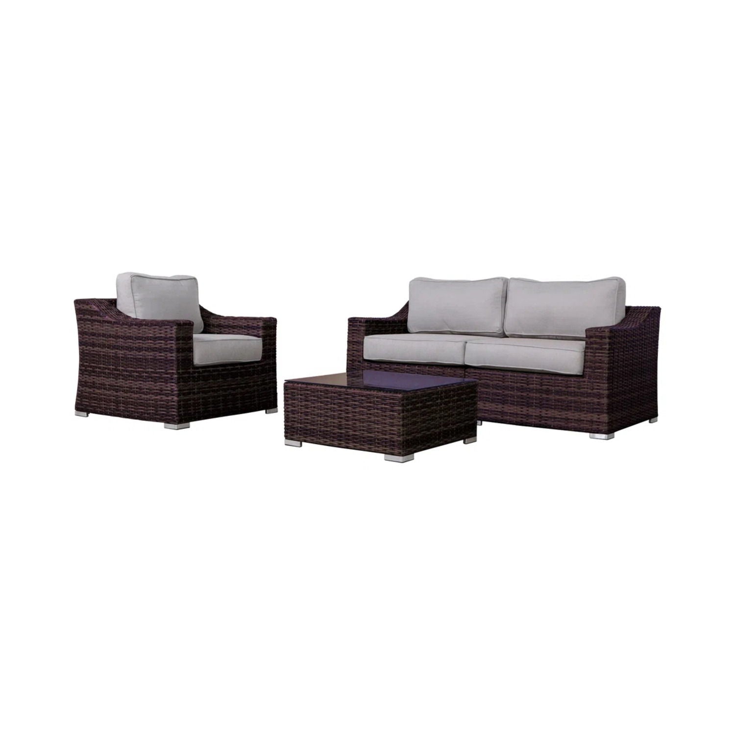 Outdoor Wicker Conversation Set With Cushions, All Weather - Best Buy Furniture