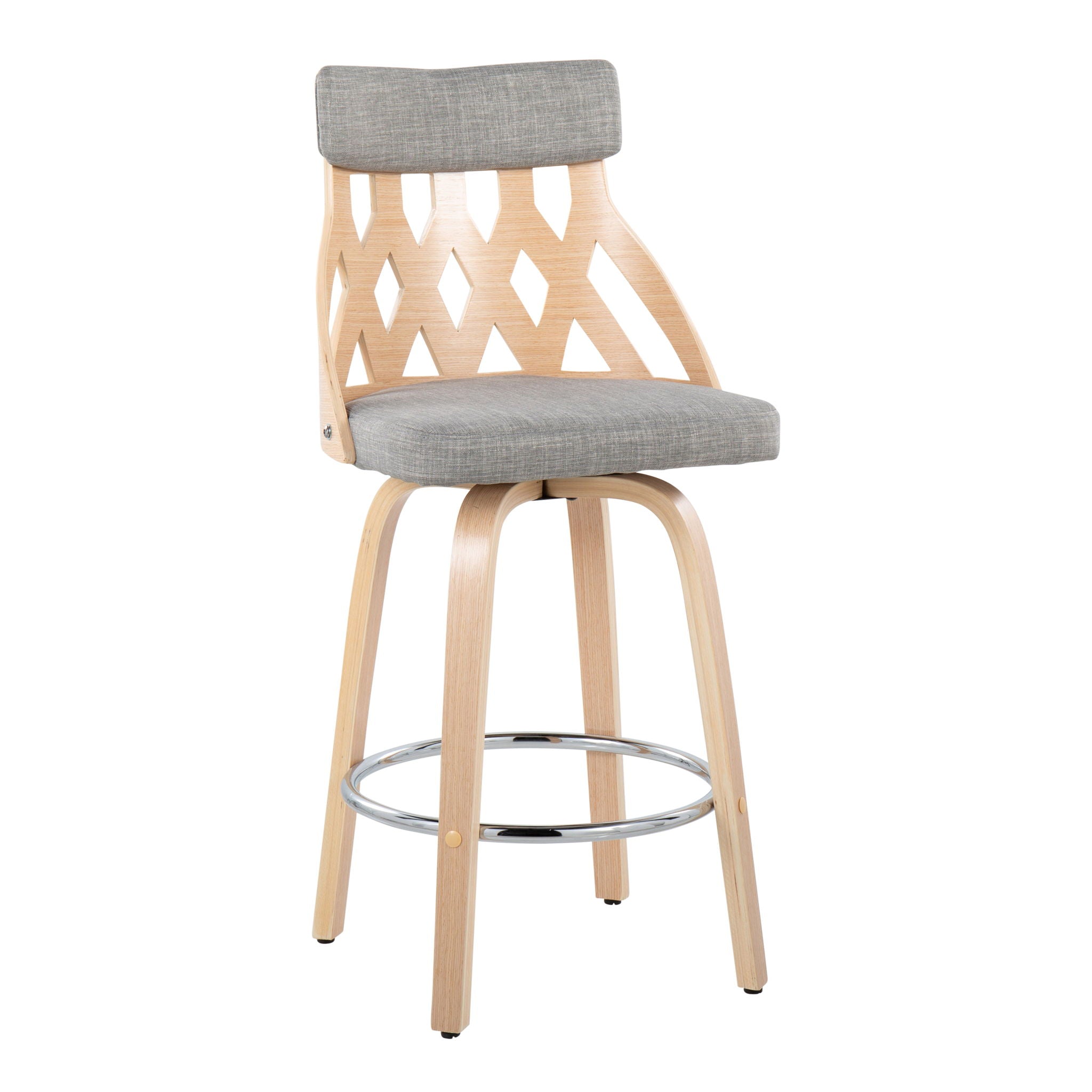 York - Mid-Century Modern Counter Stool - Natural / Light Gray - Best Buy Furniture
