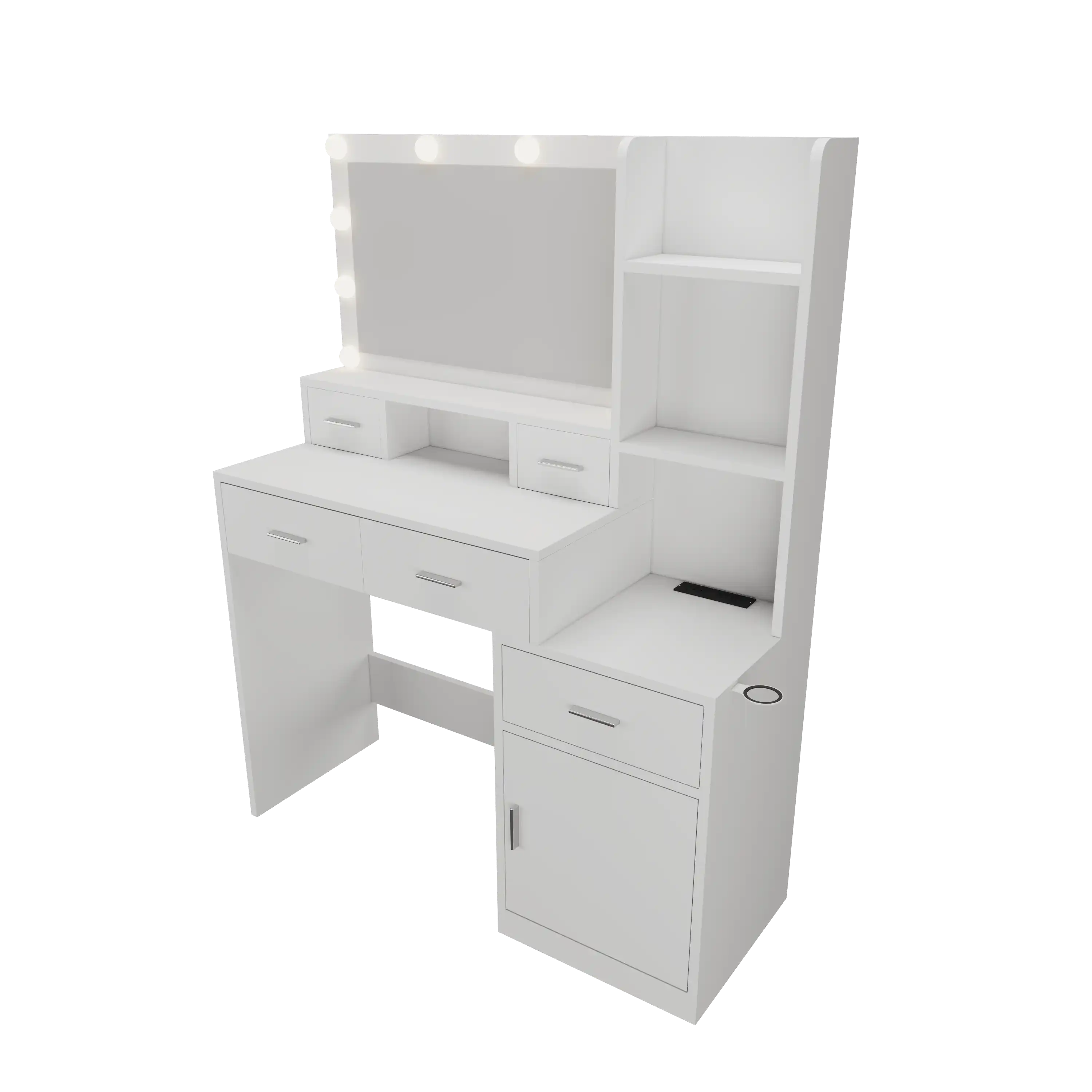 White Vanity with Mirror and Hair Dryer Rack - Best Buy Furniture