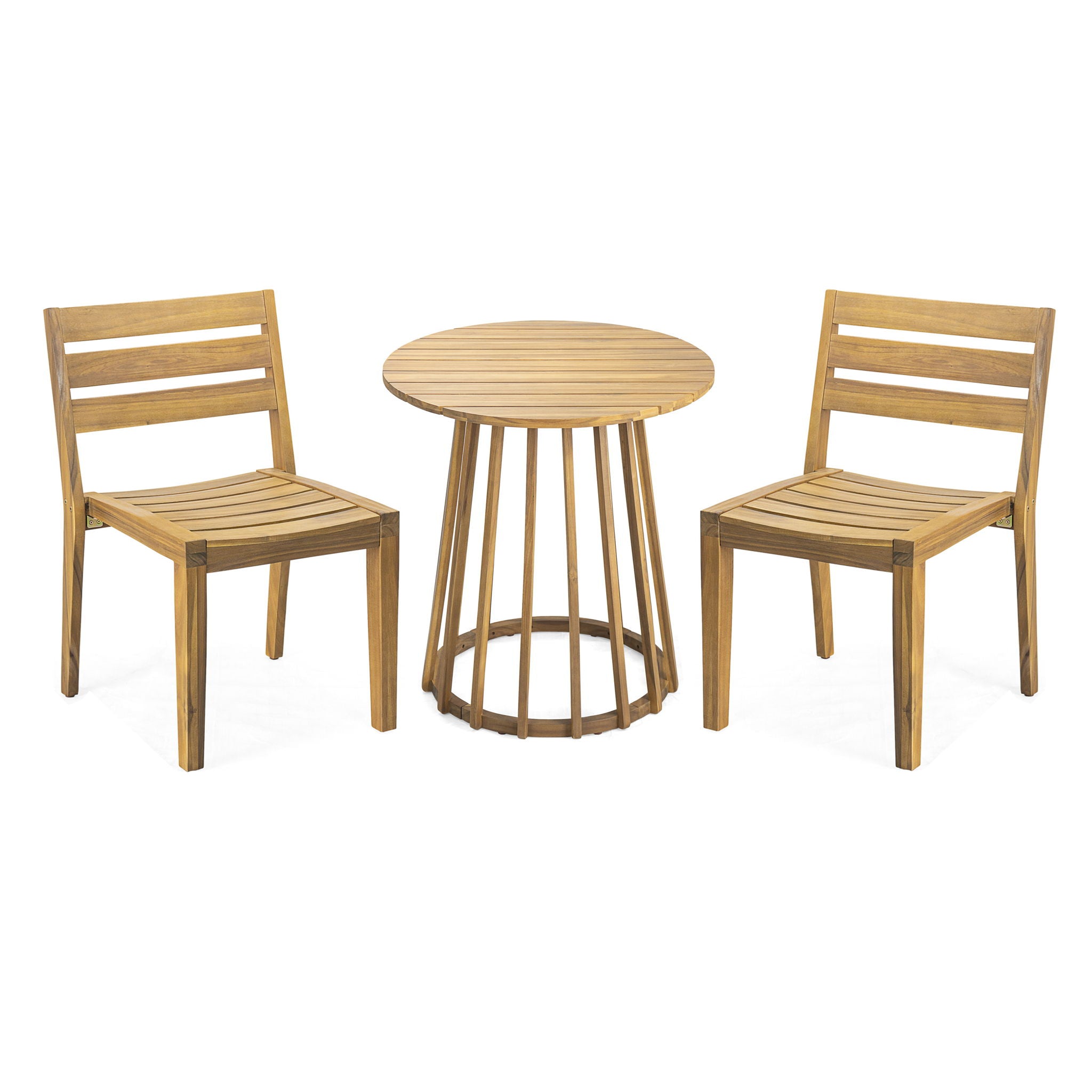 Outdoor 3 Pieces Dining Set, Round Bistro Set - Teak - Best Buy Furniture