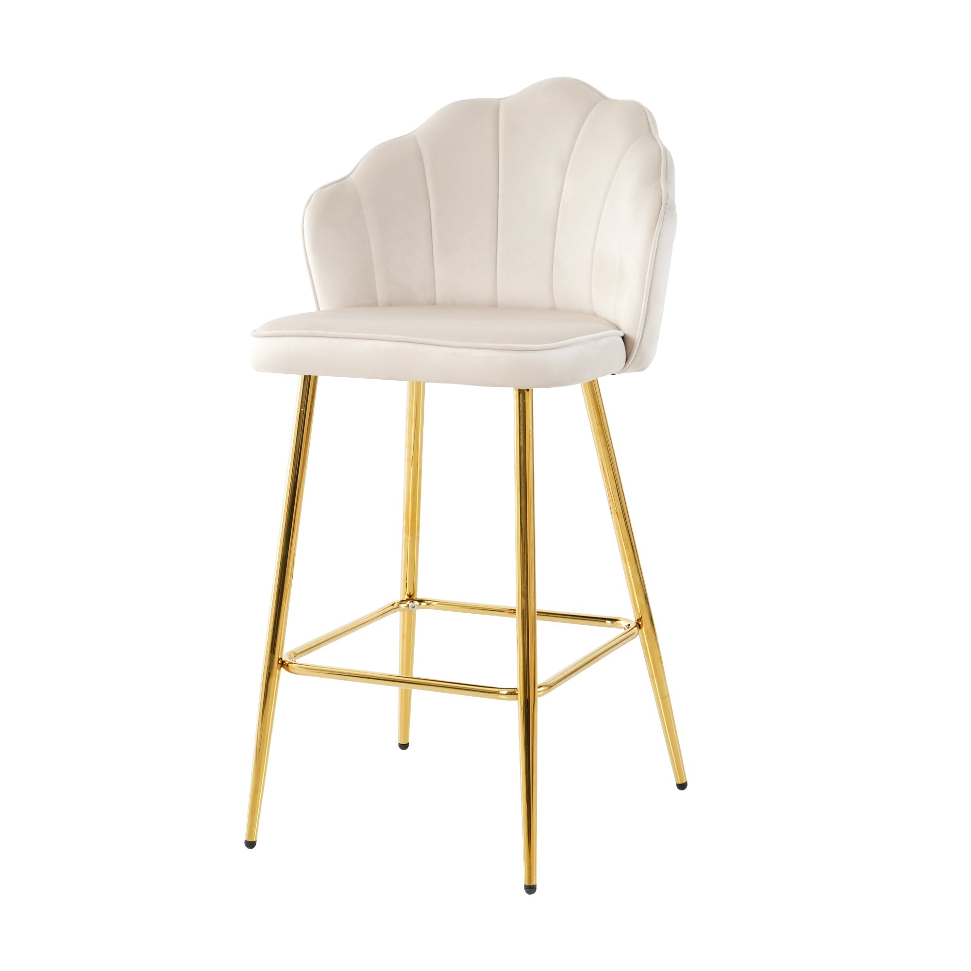Elegant Shell Shape Off White Velvet Bar Chair Set of 2 - Best Buy Furniture