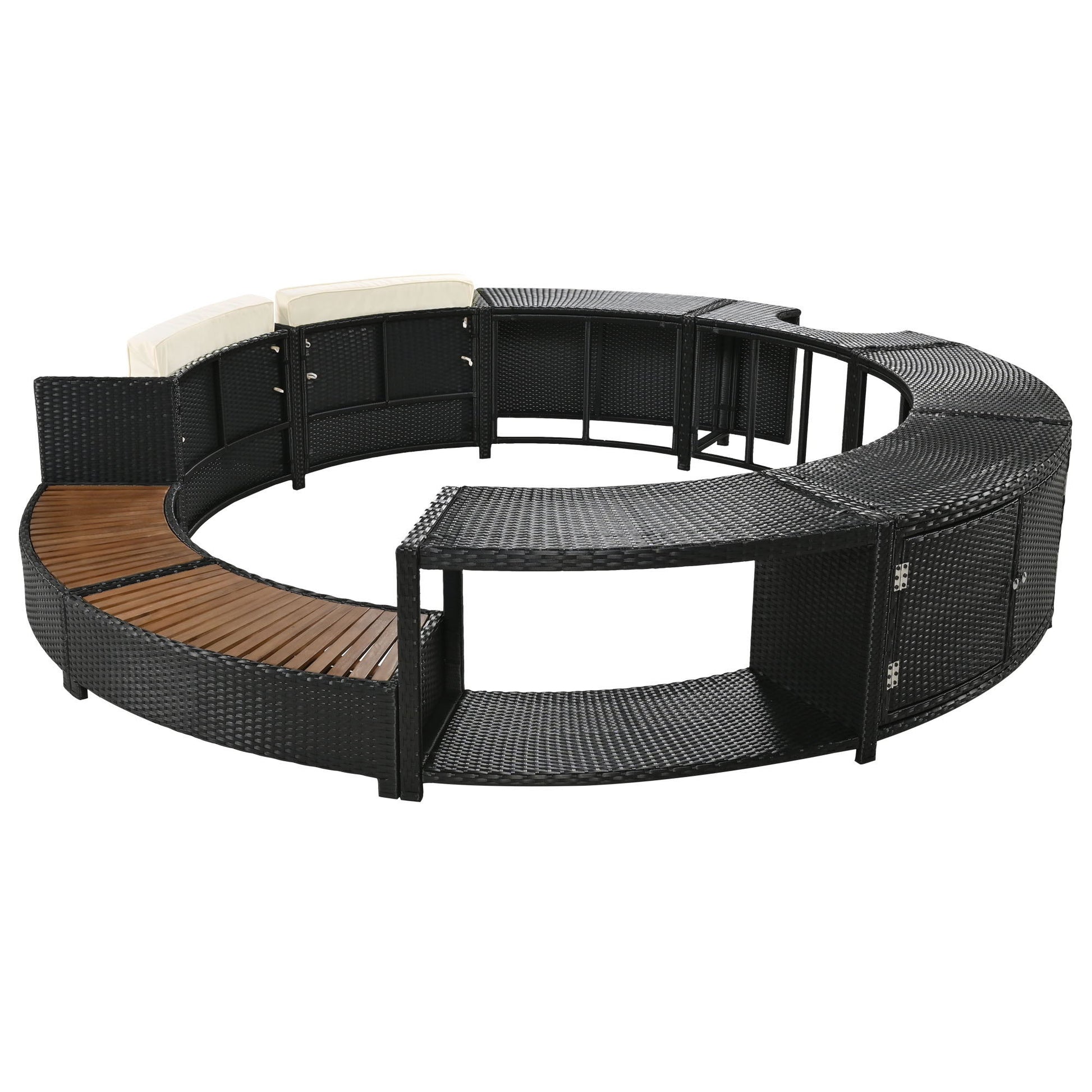 Spa Surround Spa Frame Patio Rattan Sofa Set With Storage Spaces, Mini Sofa And Comfortable Cushion For Patio, Backyard - Best Buy Furniture