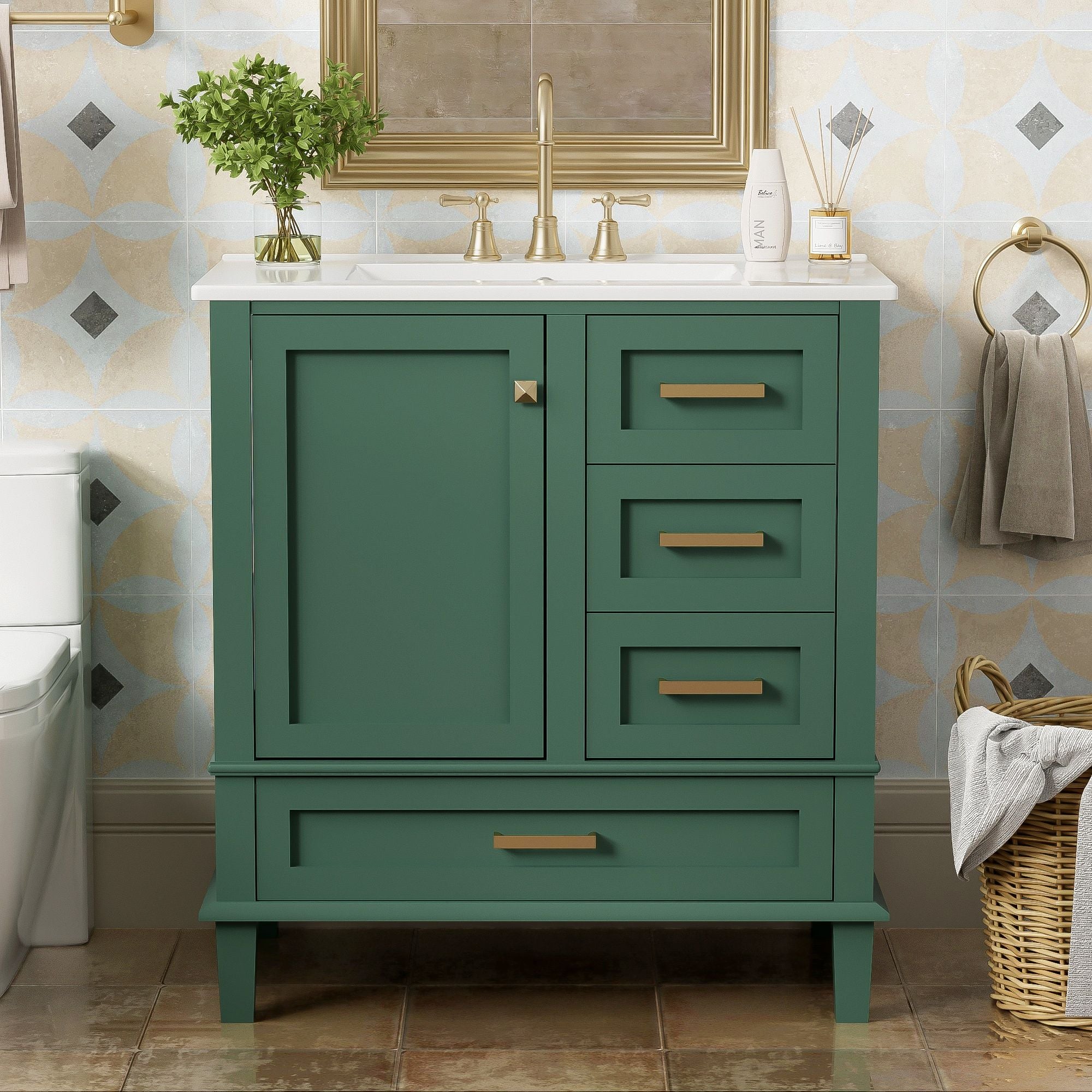 Bathroom Vanity, Modern Bathroom Cabinet With Sink Combo Set, Bathroom Storage Cabinet With A Soft Closing Door And 3 Drawers, Solid Wood Frame - Best Buy Furniture
