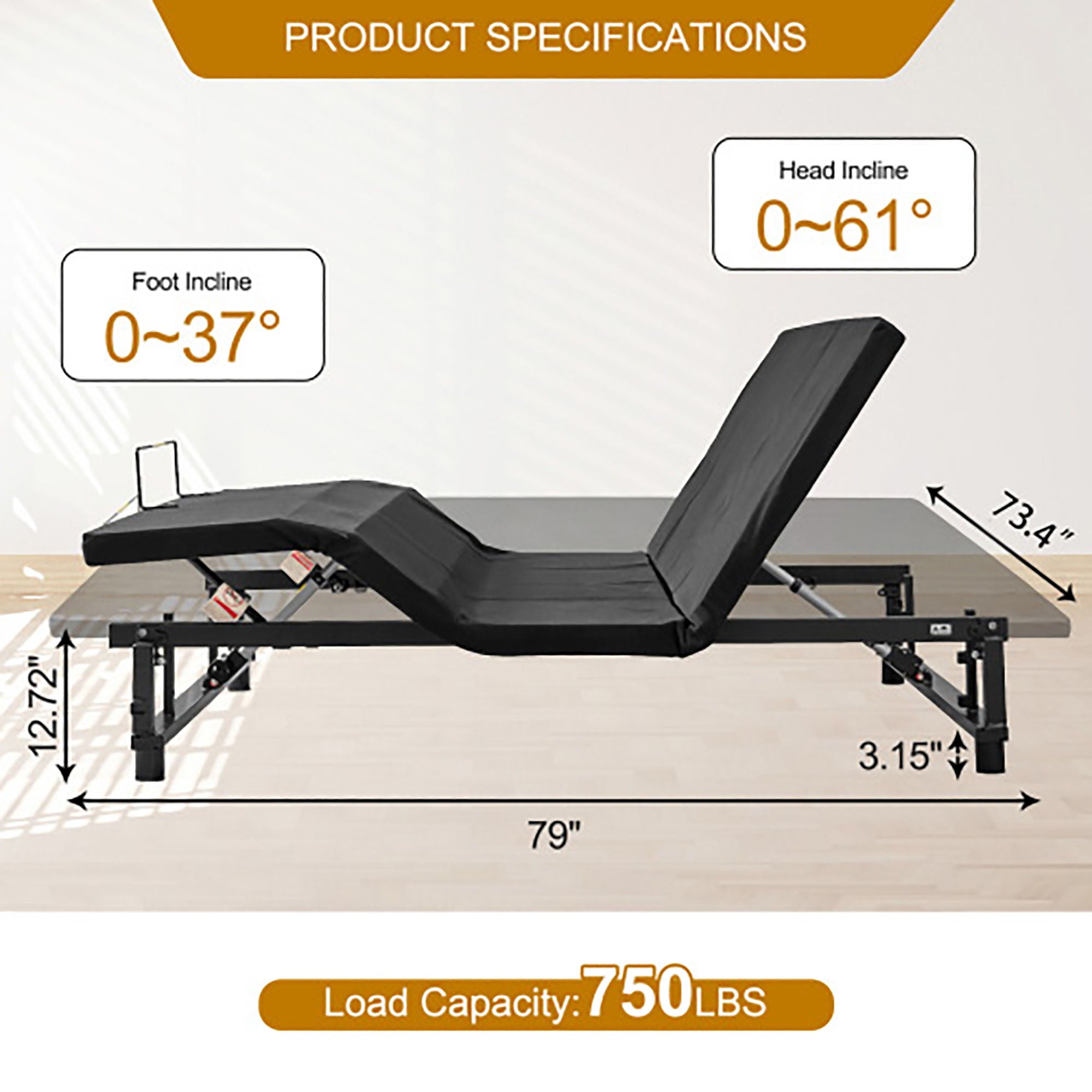 Adjustable Bed Base Frame With Head And Foot Incline Quiet Motor Zero Gravity - Best Buy Furniture