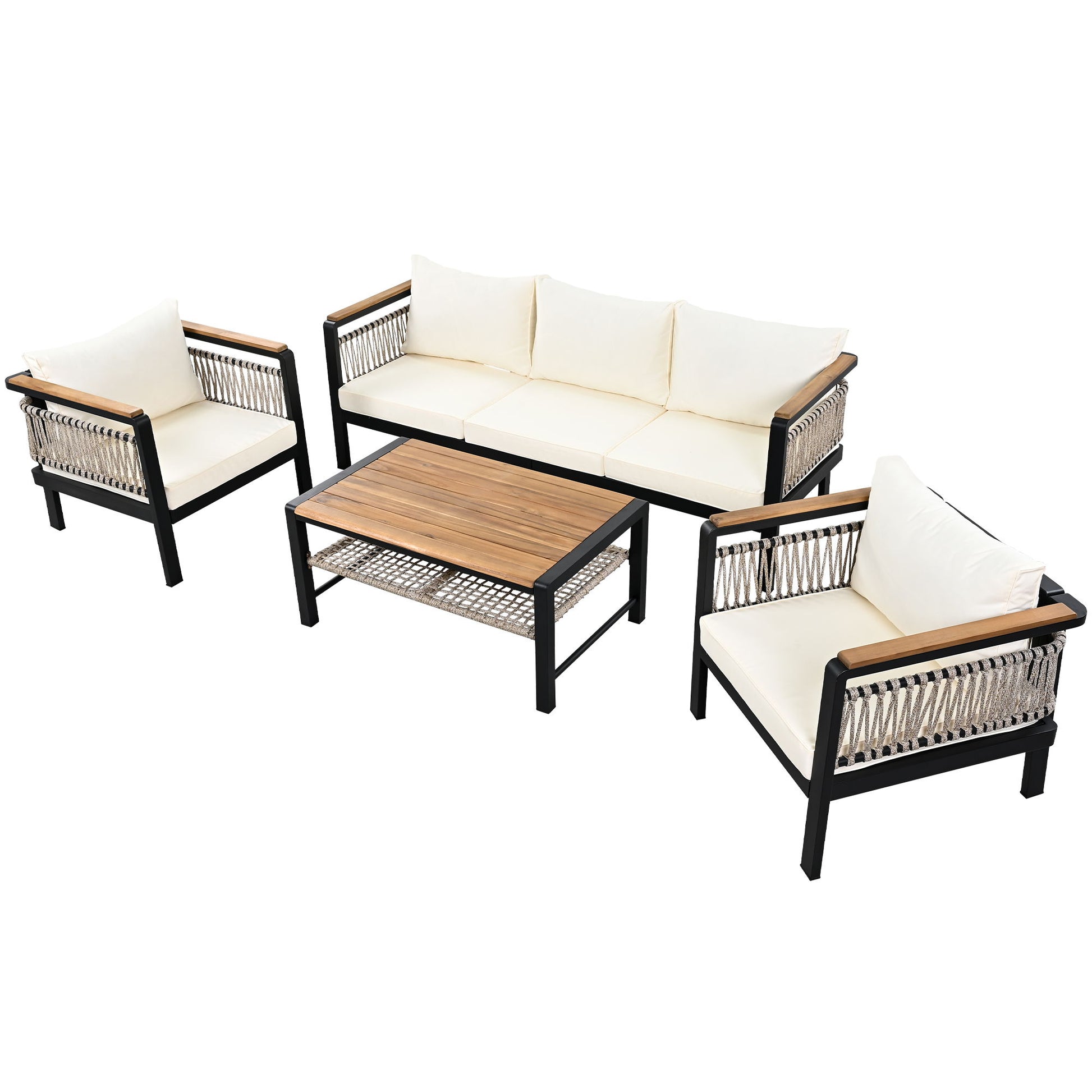 4 Pieces Outdoor Sectional Sofa Set 5 Person Patio Seating Group Outdoor Conversation Set With Cushions And A Coffee Table For Patios - Best Buy Furniture