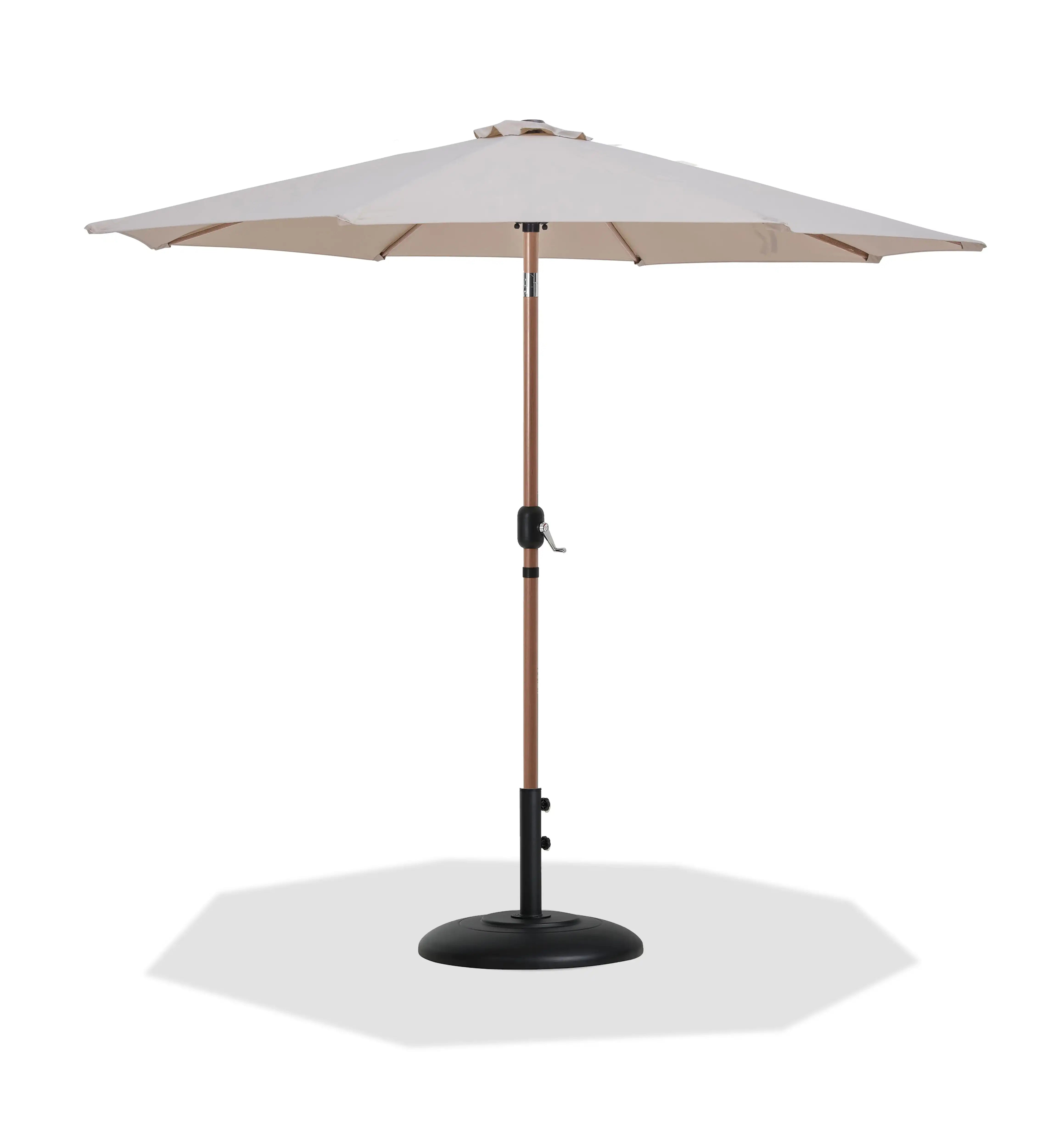 Fiji - Aluminum Patio Umbrella With Round Black And Teak Base - Best Buy Furniture