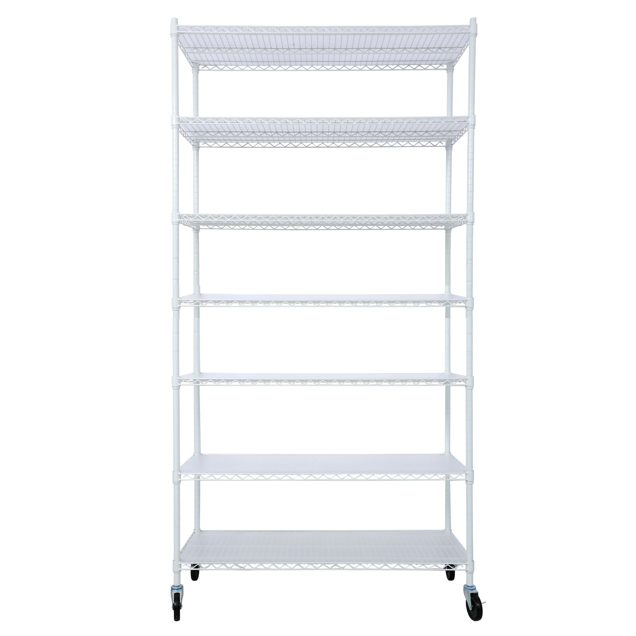 7 Tier Metal Shelf Wire Shelving Unit, 2450Lbs Heavy Duty Adjustable Storage Rack With Wheels & Shelf Liners For Closet Kitchen Garage Basement Commercial Shelving - Best Buy Furniture