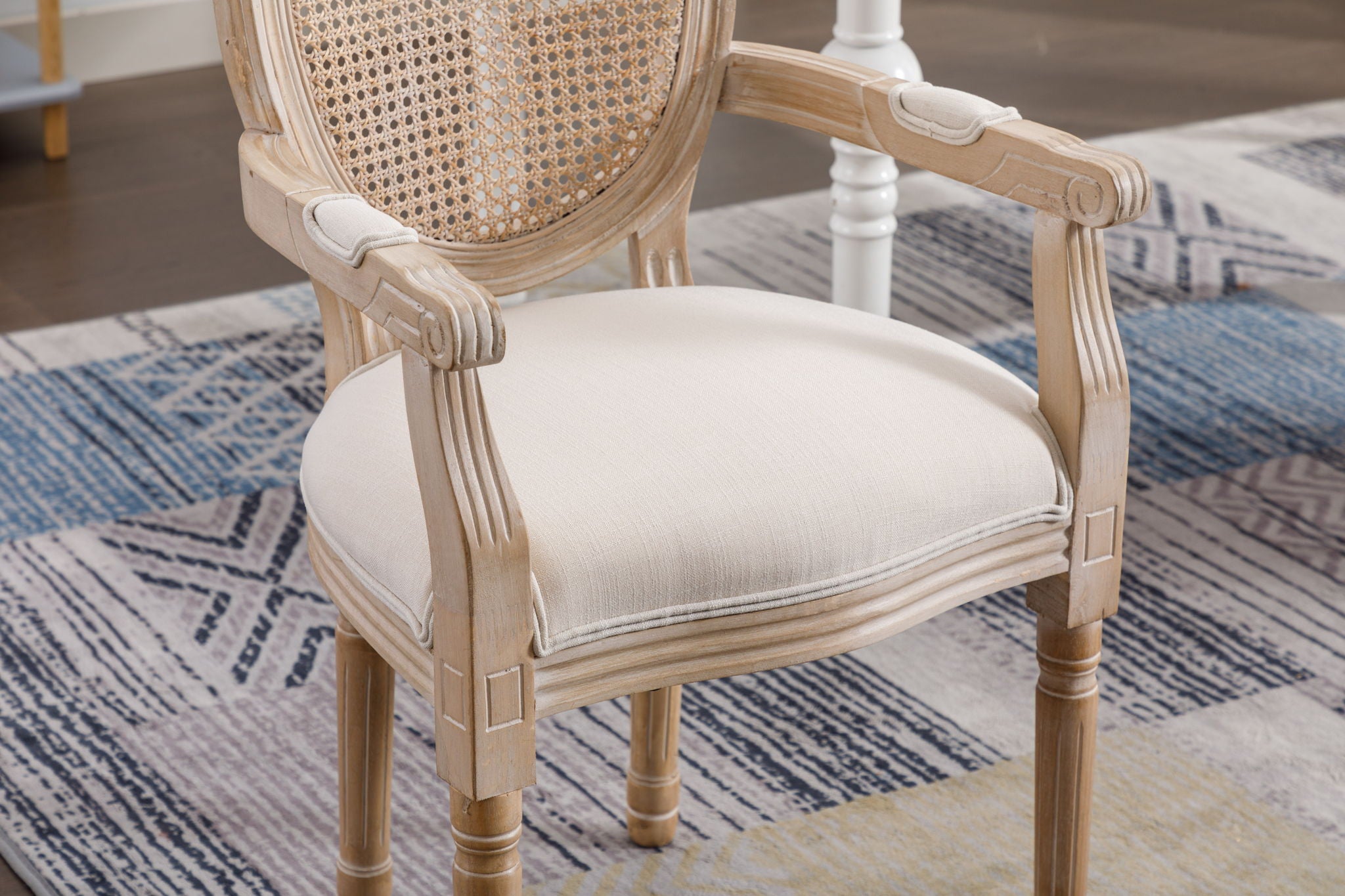 French Vintage Upholstered Fabric Dining Armchair (Set of 2) - Beige - Best Buy Furniture