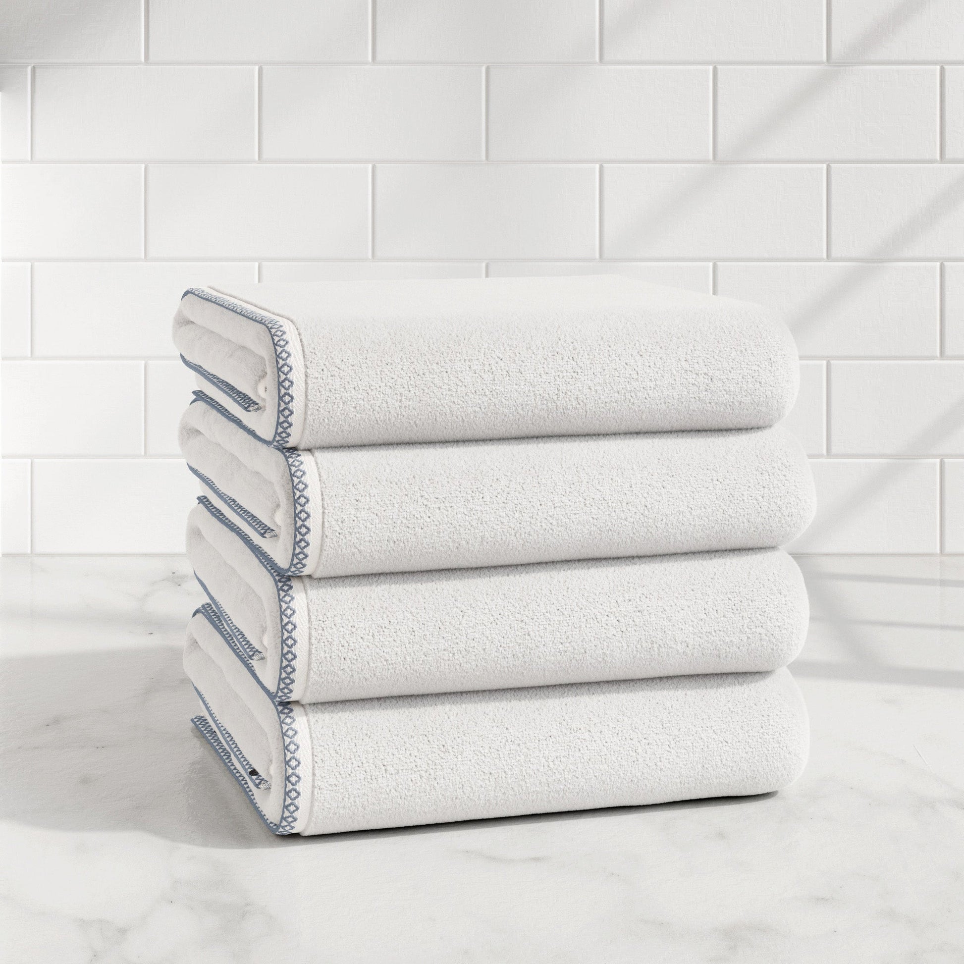 Cotton Border-Stitched 6-Piece Towel Set - Valery Collection - Best Buy Furniture