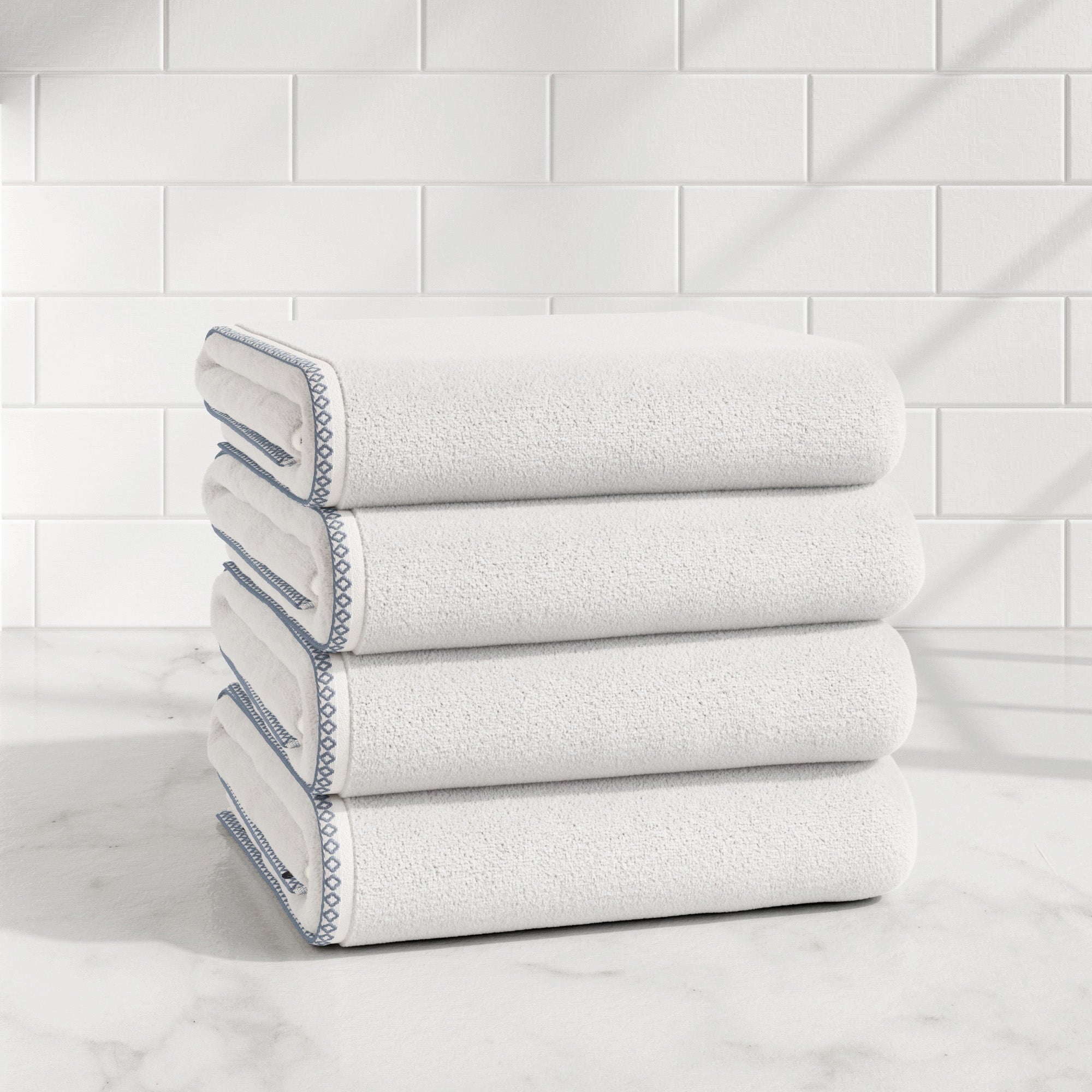 Cotton Border-Stitched 6-Piece Towel Set - Valery Collection - Best Buy Furniture