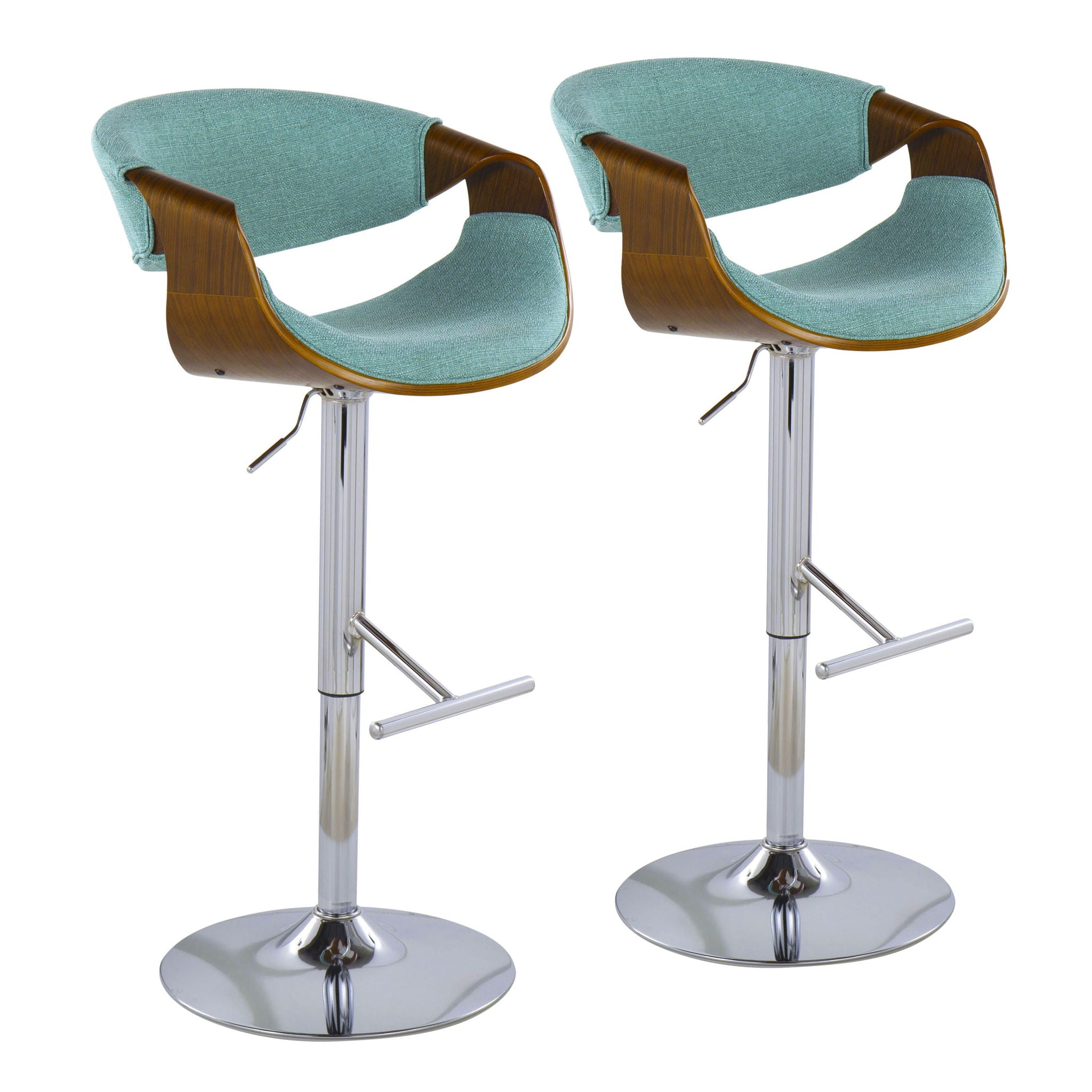 Curvo - Mid Century Modern Adjustable Barstool With Swivel With Straight T Footrest - Best Buy Furniture