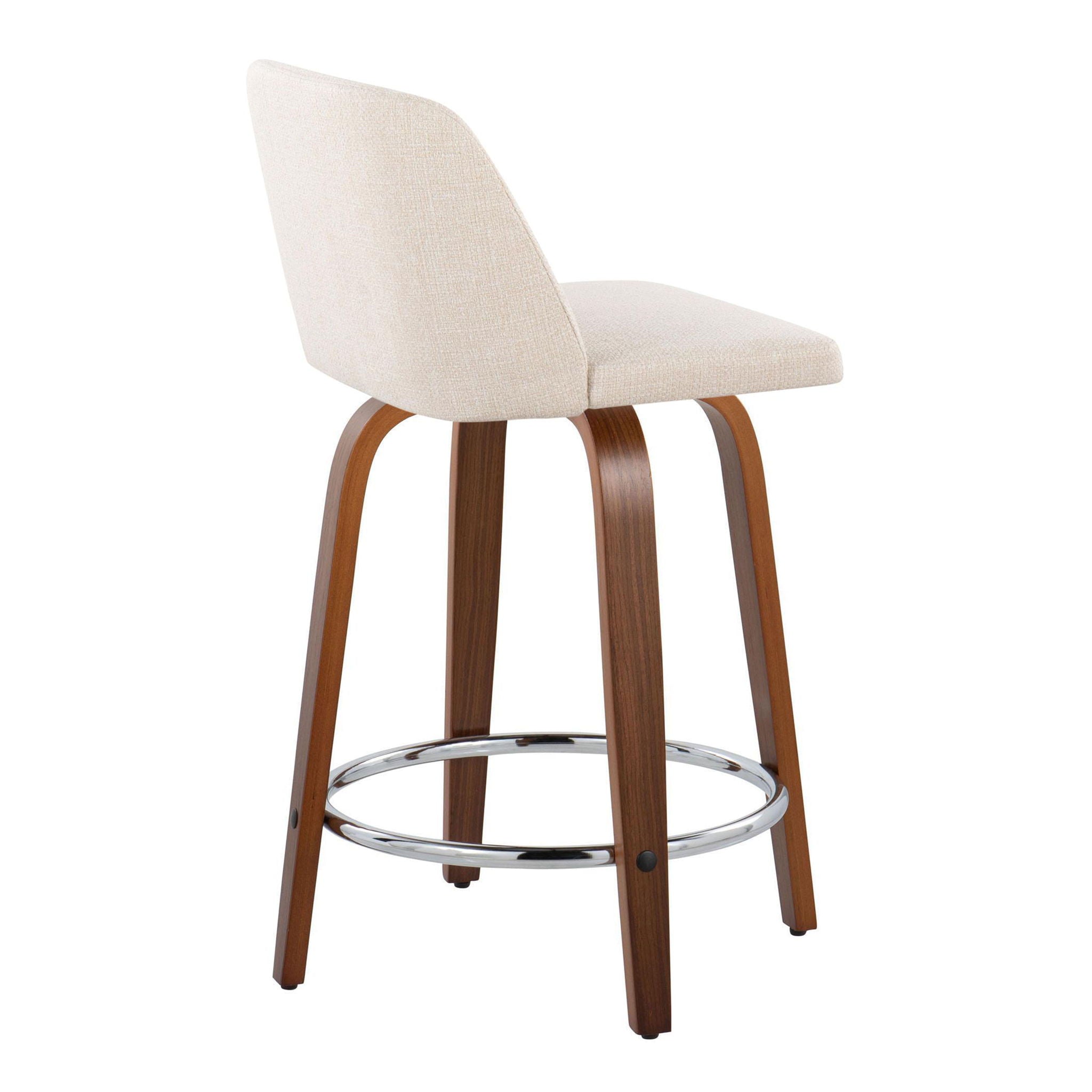 Toriano - Mid Century Modern Fixed Height Counter Stool With Swivel With Round Footrest (Set of 2) - Best Buy Furniture