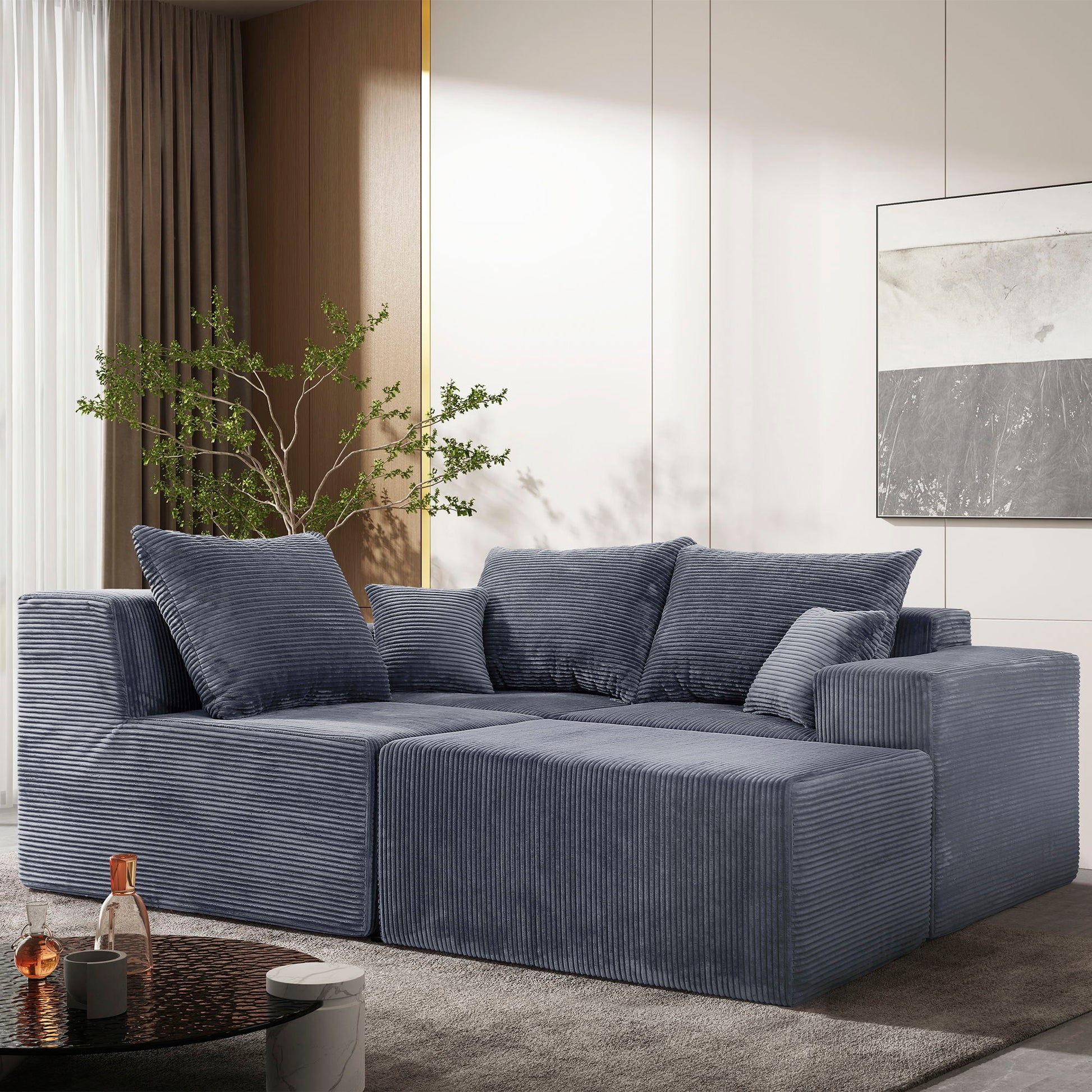 Modular Sectional Sofa, Convertible Couch With Chaise Corduroy - Best Buy Furniture