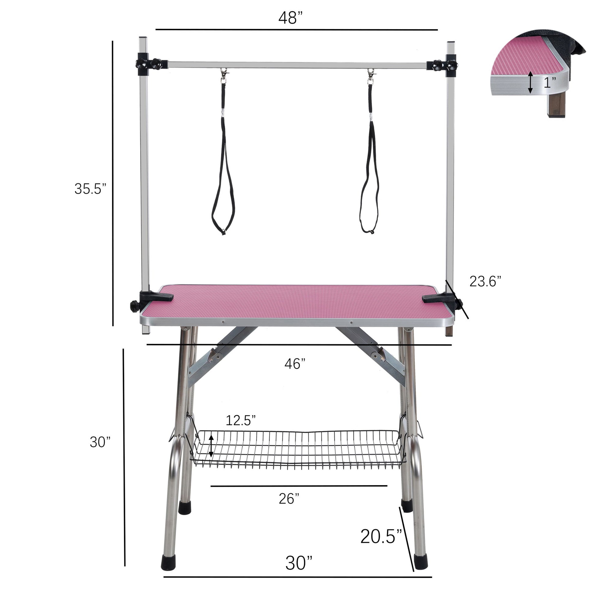 Folding Dog Pet Grooming Table Stainless Steel Frame Rubber Mat On Board With Adjustable Arm And Clamps Pet Dog Cat Grooming Table - Best Buy Furniture