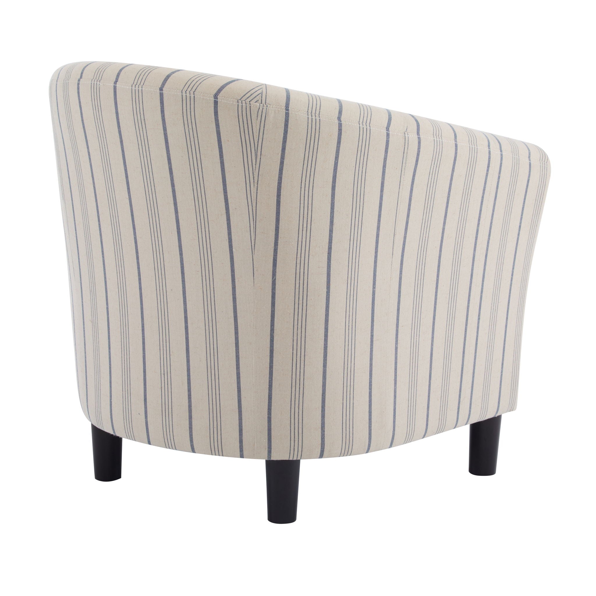 Modern Barrel Fabric Striped Barrel Chair With Channel Stitching - Beige / Blue Stripe - Best Buy Furniture