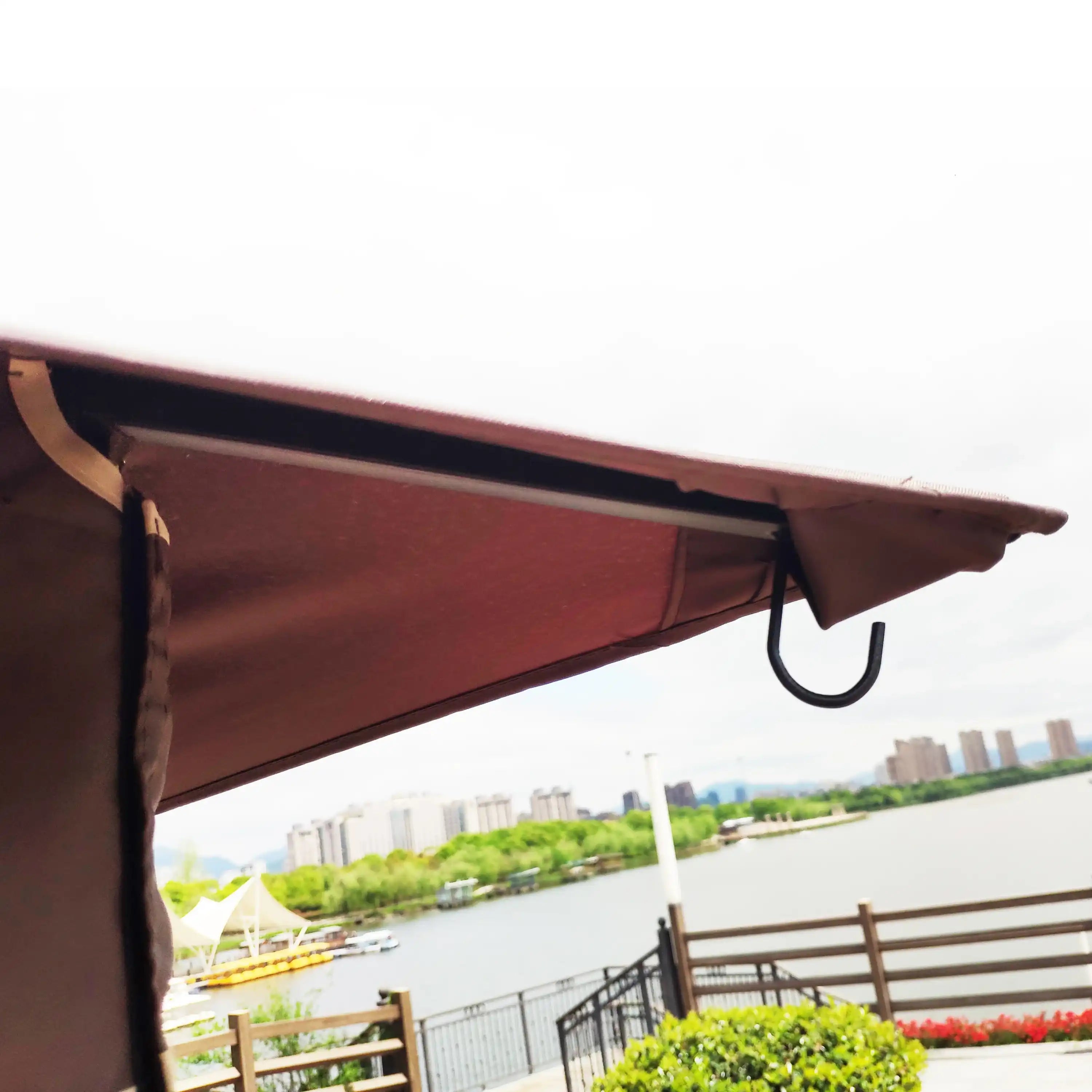 13x10 Outdoor Patio Gazebo Tent, Brown Canopy with Mesh Screens - Best Buy Furniture