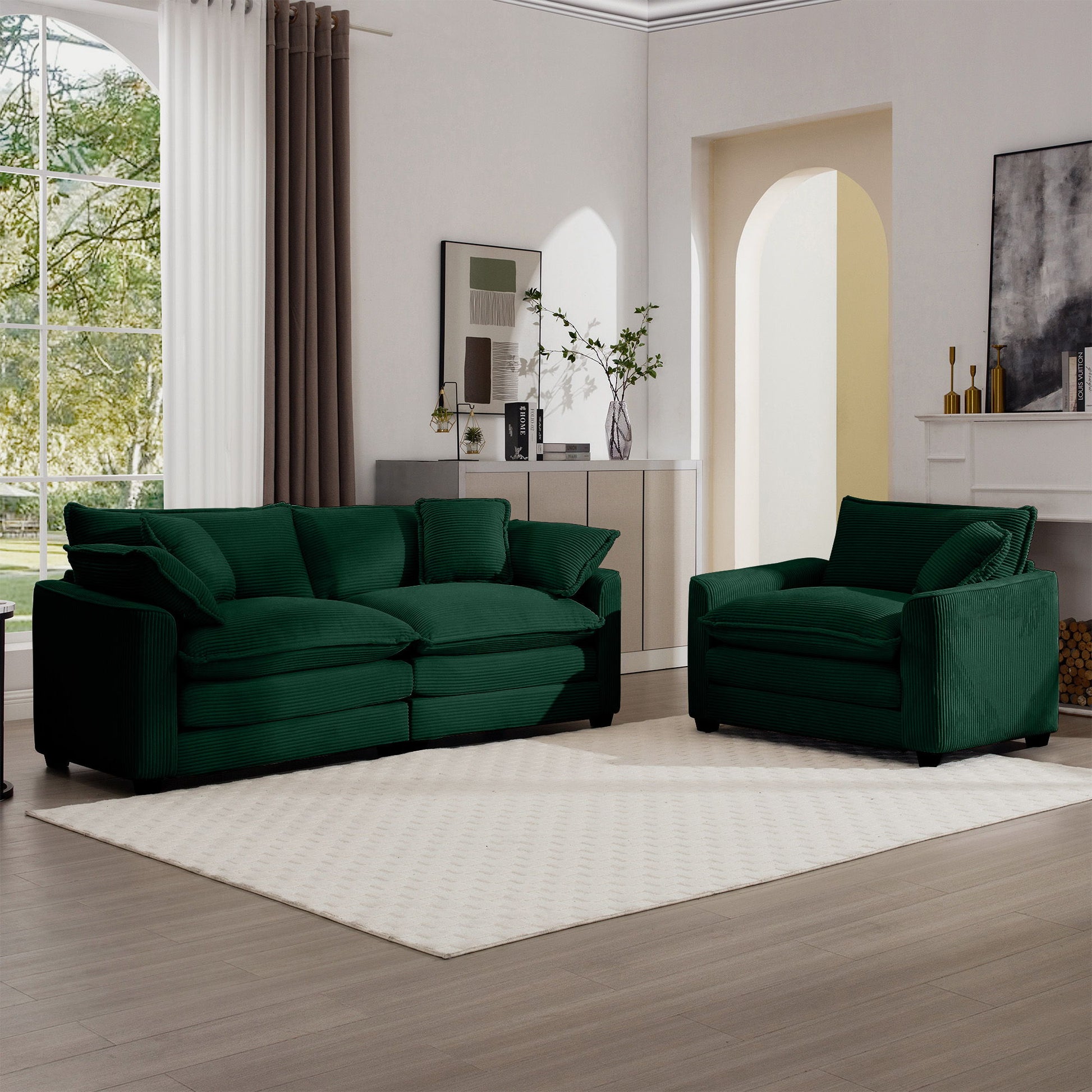 Elegant Corduroy Oversized Sectional Sofa Set With Deep Seats And Flexible Layout - Best Buy Furniture