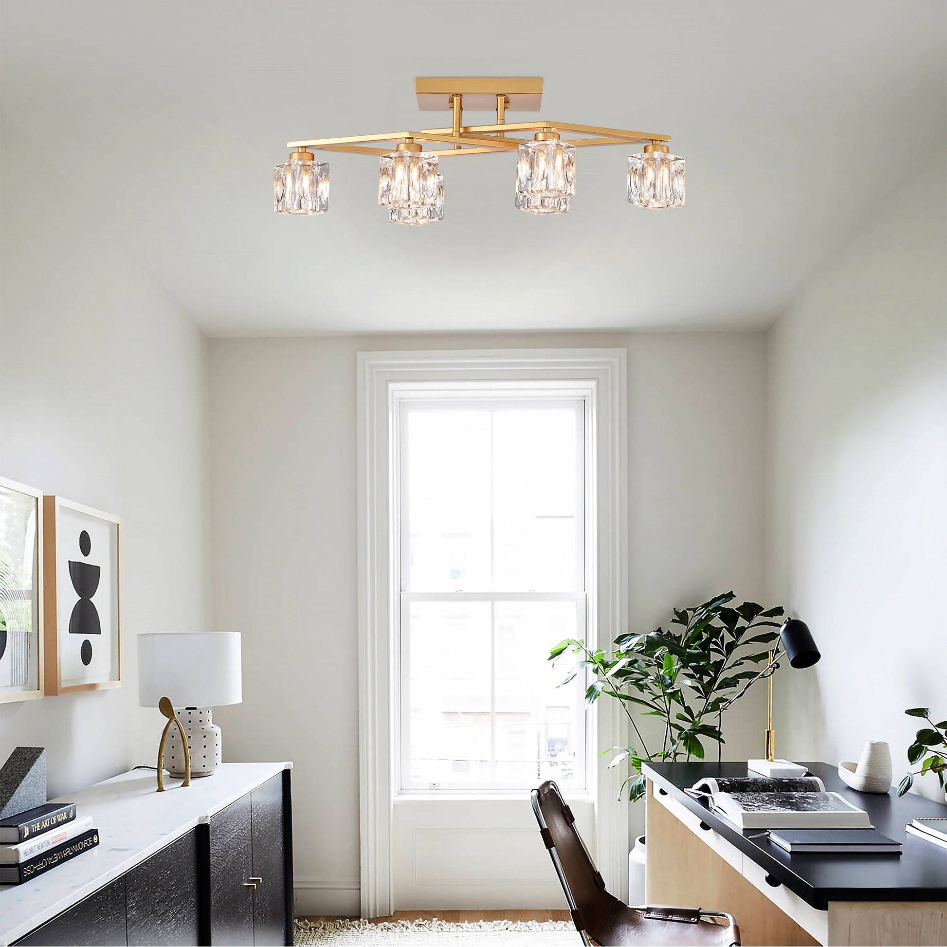 6 Light Crystal Ceiling Light For Dining Room, Modern Ceiling Lamp With Light Fixture For Entryway, Lobby, Kitchen, Bedroom, Living Room, Conference Room, (6*G9 Bulbs Included) - Best Buy Furniture
