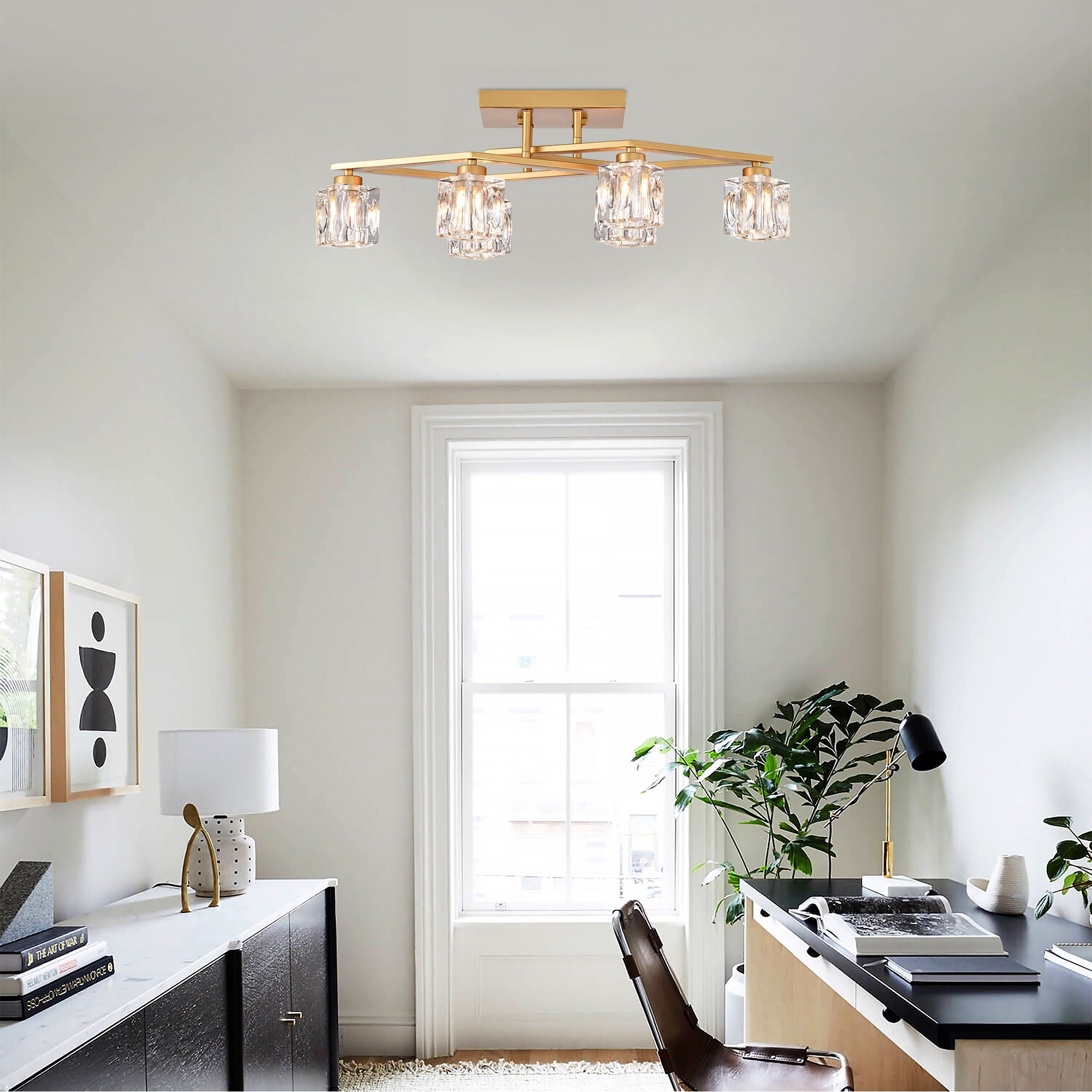 6 Light Crystal Ceiling Light For Dining Room, Modern Ceiling Lamp With Light Fixture For Entryway, Lobby, Kitchen, Bedroom, Living Room, Conference Room, (6*G9 Bulbs Included) - Best Buy Furniture