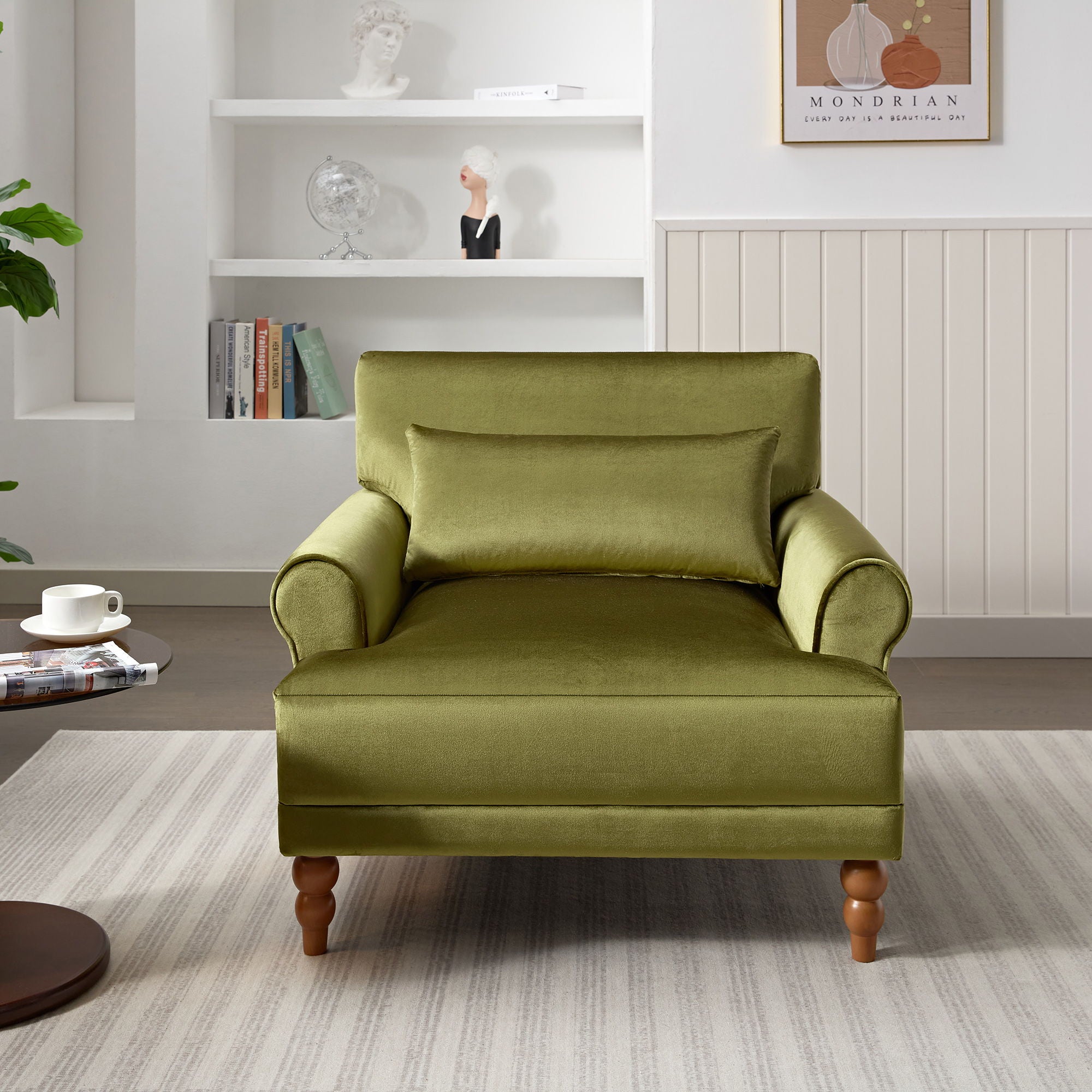 Elegant Circular Armrests, Ergonomic Lumbar Support, Vintage Roman Column Legs, Luxurious Large Size, Enhances Living Room Aesthetics, For Living Room, Bedroom And Study - Best Buy Furniture