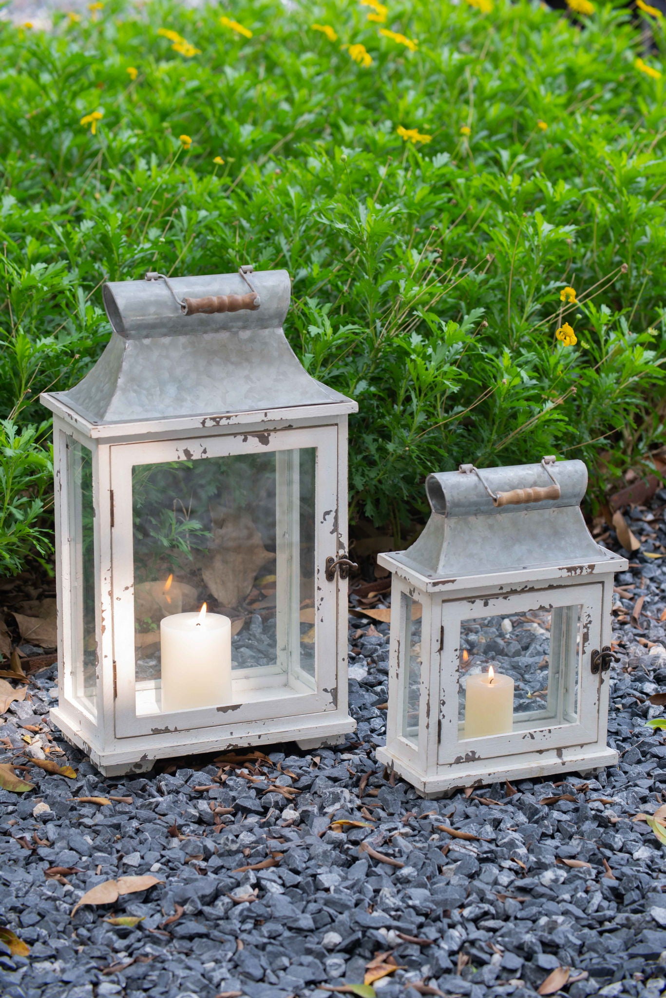 Wooden Candle Lantern Decorative, Hurricane Lantern Holder Decor For Indoor Outdoor, Home Garden Wedding - White - Best Buy Furniture