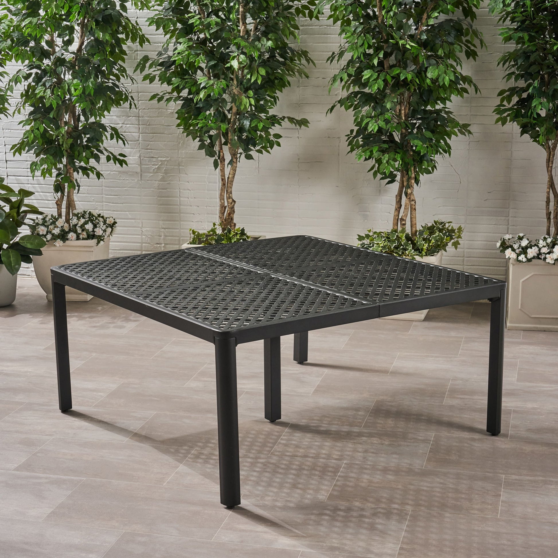 Outdoor Modern Aluminum Dining Table With Woven Accents - Best Buy Furniture