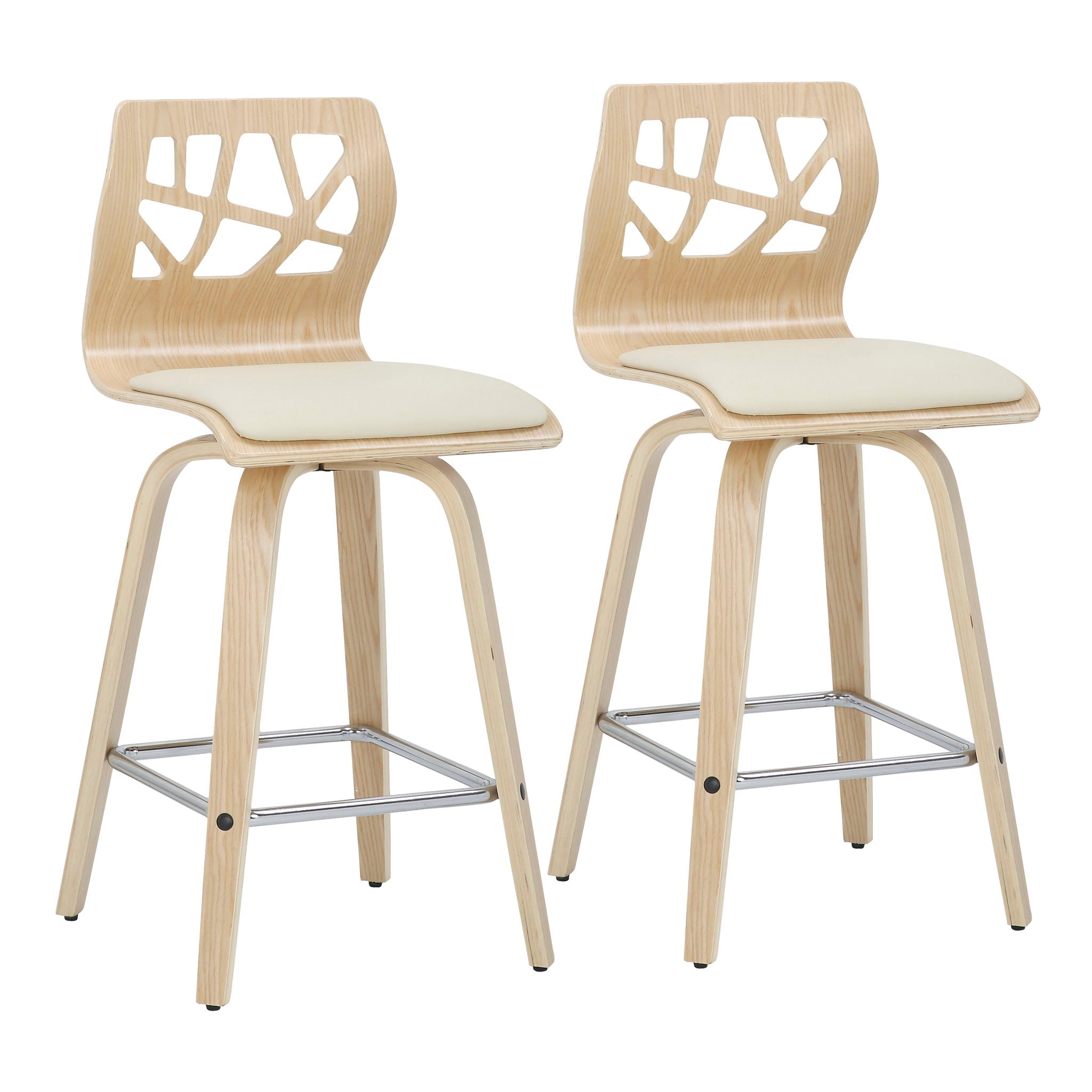 Folia - Mid Century Modern Counter Stool With Footrest (Set of 2) - Best Buy Furniture