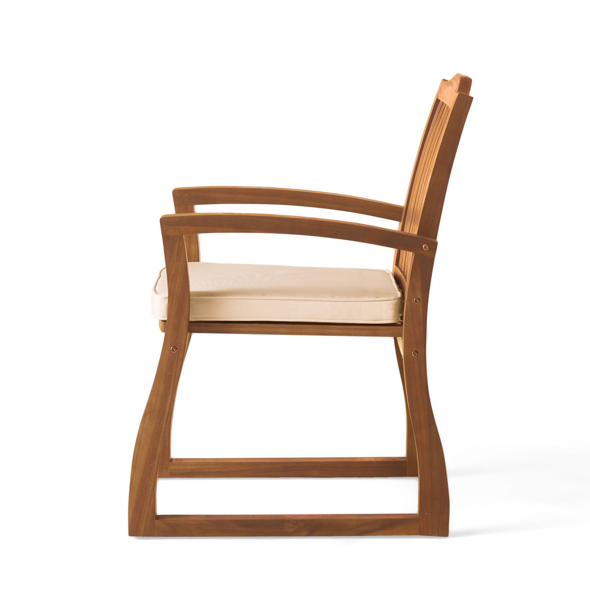 Della - Wood Armchair (Set of 2) Outdoor Dining Chairs - Cream - Best Buy Furniture