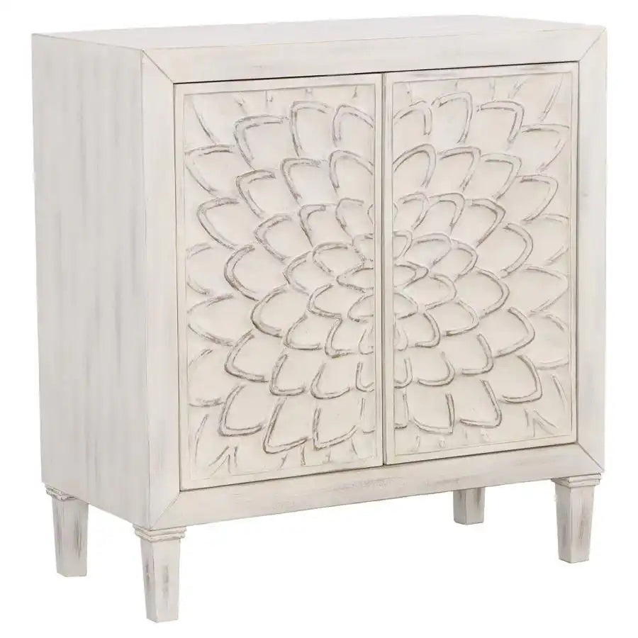 Clarkia - Accent Cabinet With Floral Carved Door - White - Best Buy Furniture