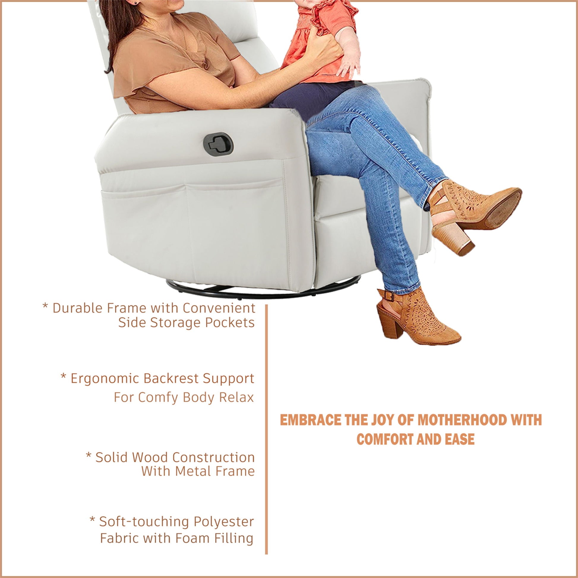 360° Modern Small Rocking Swivel Recliner Chair With Side Pocket - Best Buy Furniture