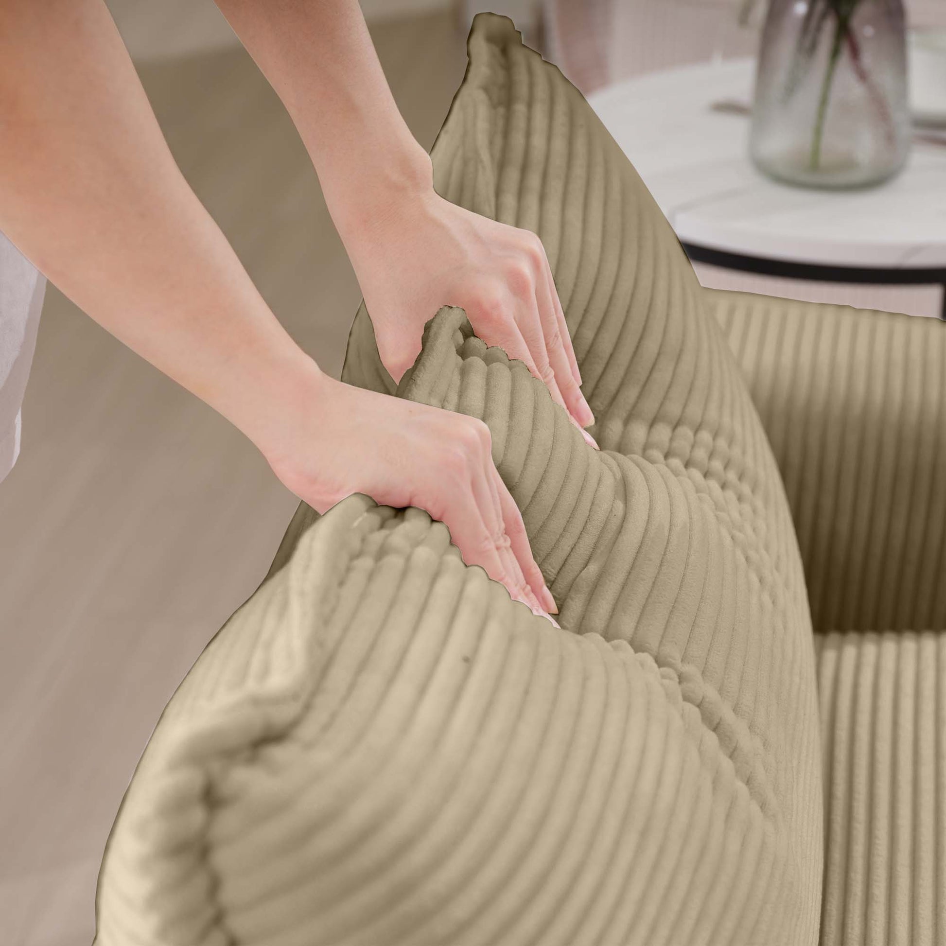 Elegant Corduroy Oversized Sectional Sofa Set With Deep Seats And Flexible Layout - Best Buy Furniture