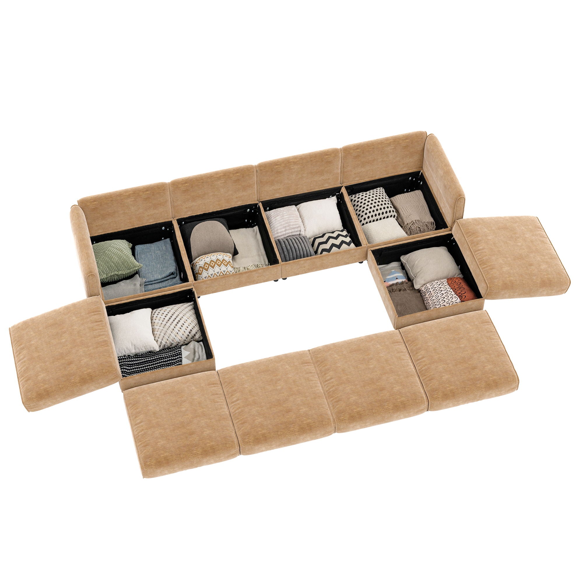 Contemporary Elegant White Chenille Sofa With Storage And Ottoman - Best Buy Furniture