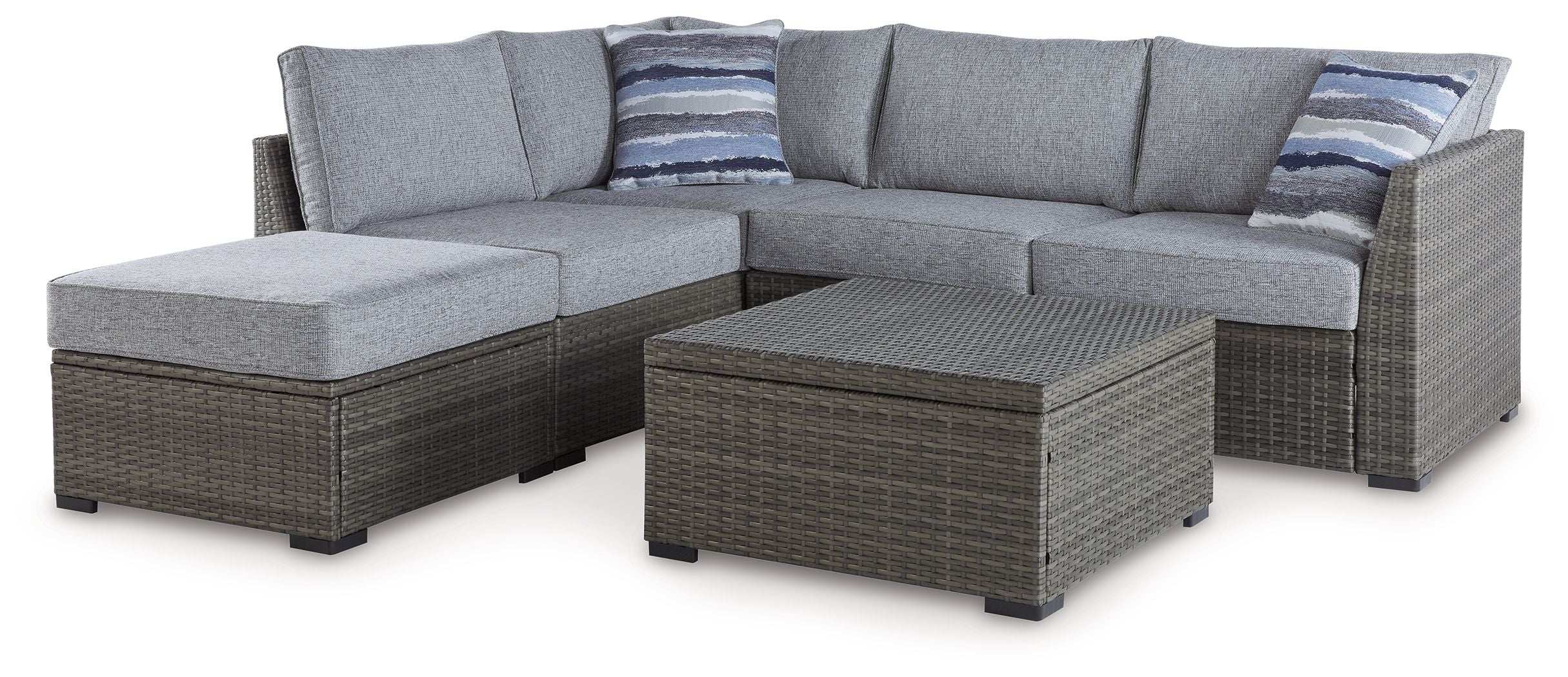 Petal Road - Loveseat Sectional, Ottoman, Table Set (Set of 4) - Gray - Best Buy Furniture