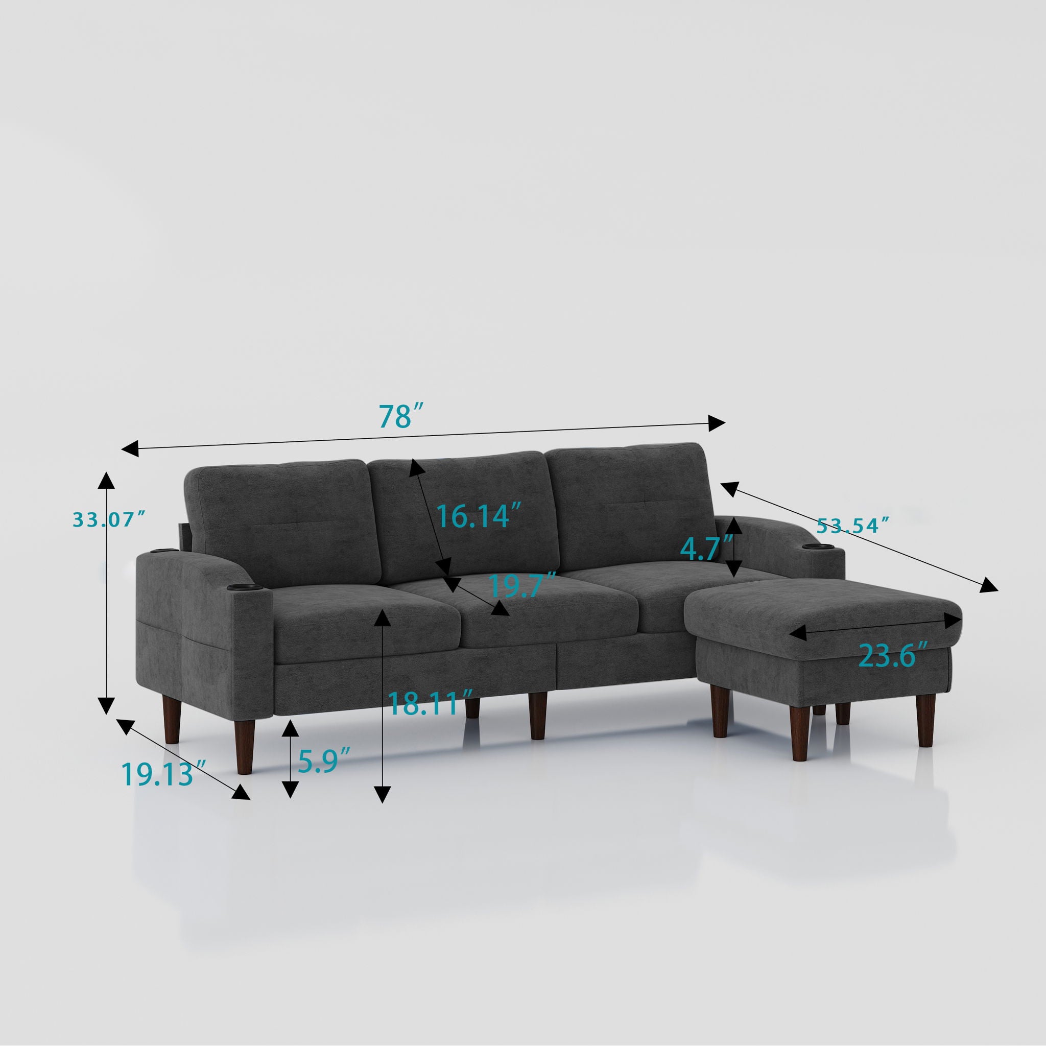 3 Seater Convertible Combination L Shaped Sofa With Footstools With Storage - Best Buy Furniture