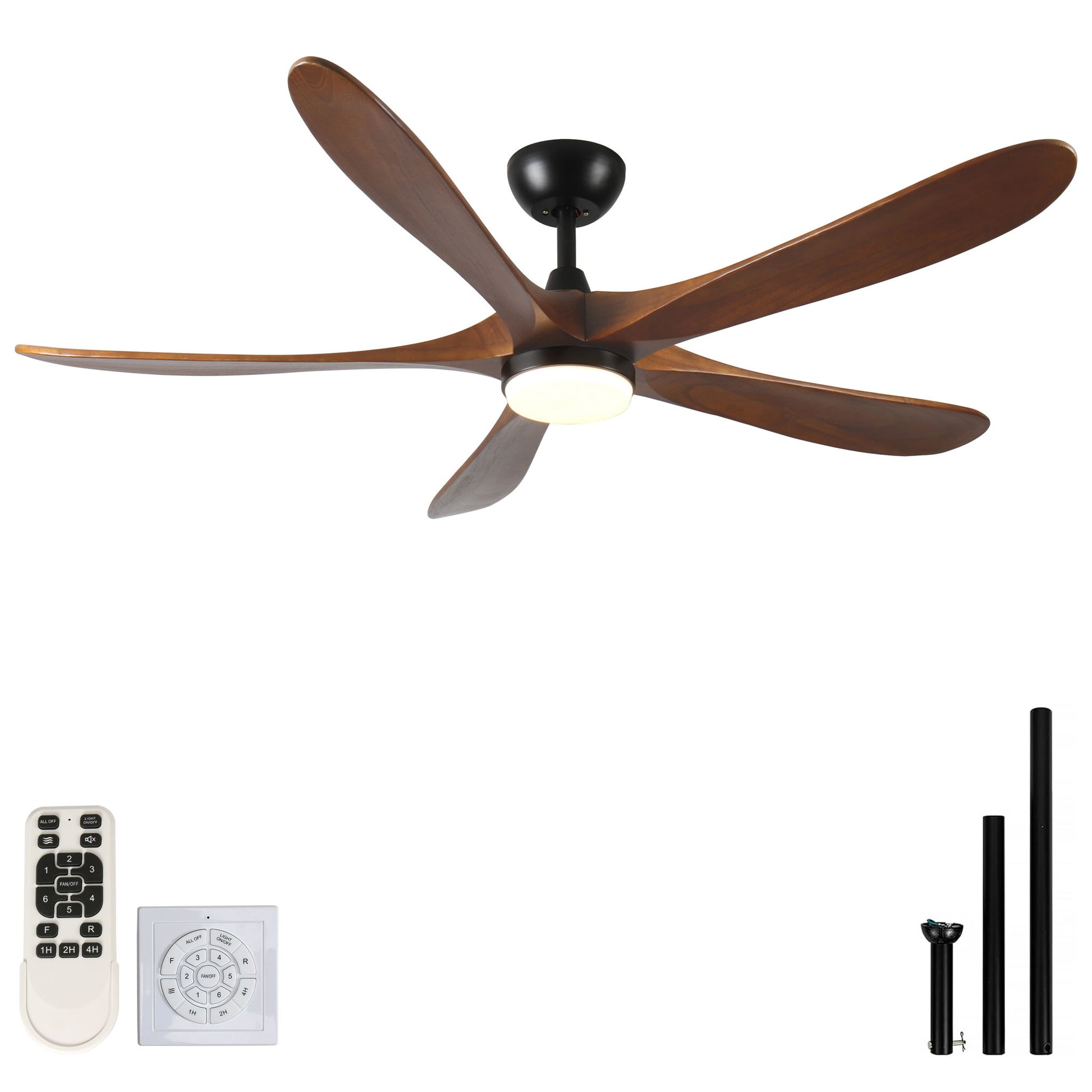 Solid Wood With Remote Control With Light (LED) Modern DC Motor Indoor / Outdoor 5 Blade Ceiling Fan For Patios, Bedrooms And Farmhouses - Antique Brown - Best Buy Furniture