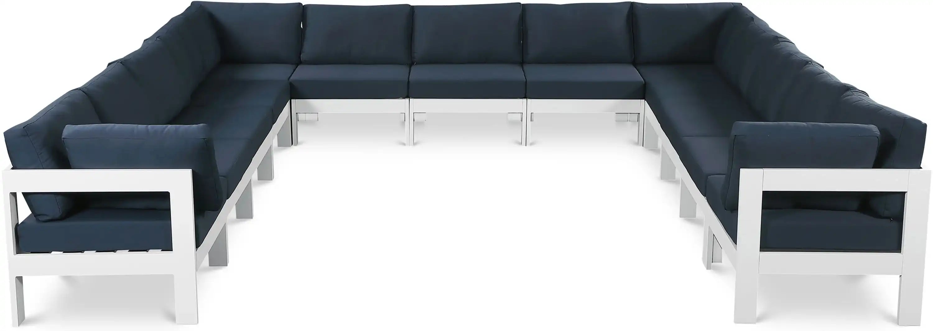 Nizuc - Outdoor Patio 13 Piece Modular Sectional With White Frame - Best Buy Furniture