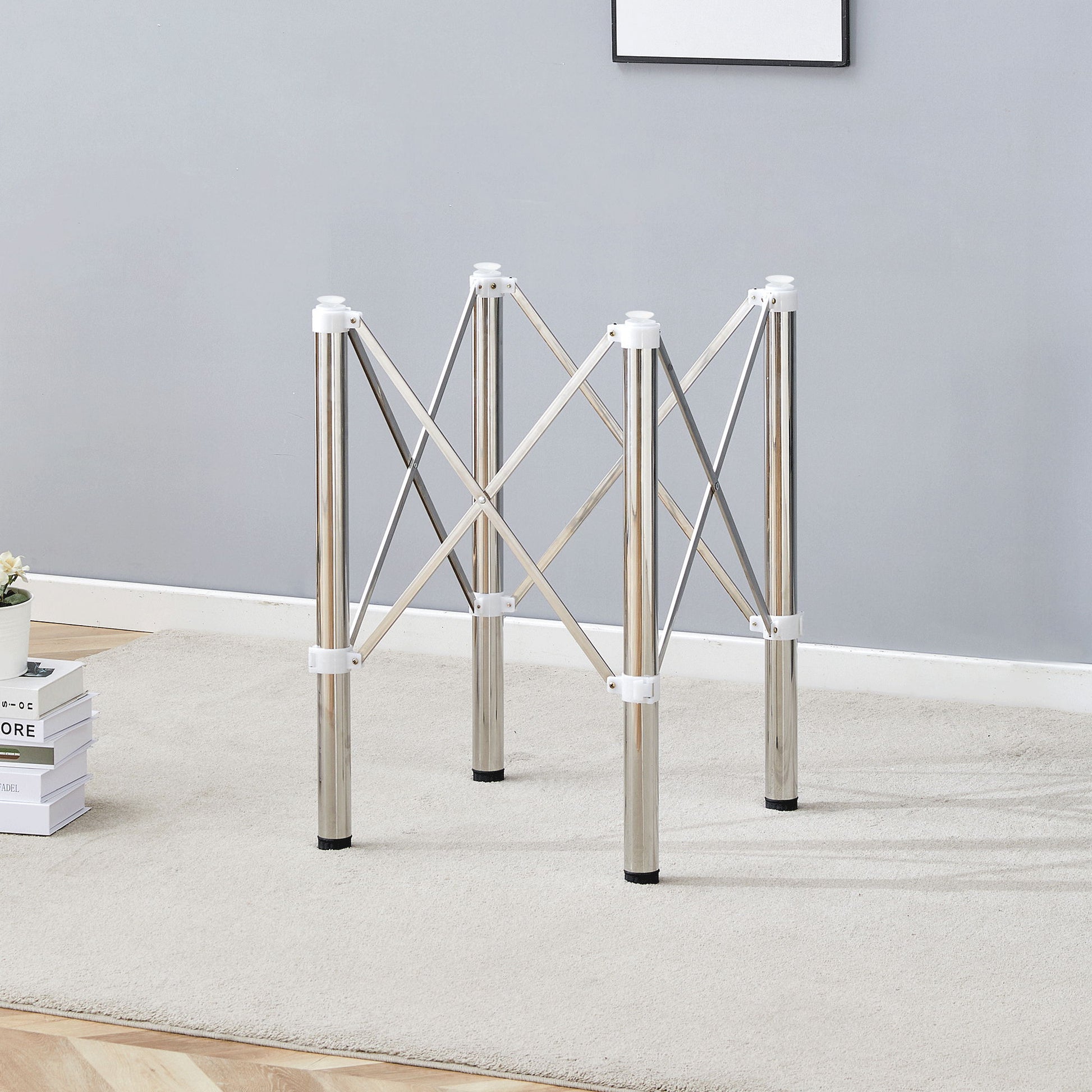 Simple Silver Stainless Steel Folding Table Frame Multifunctional Space Saving Design.Separate Folding Table Legs That Can Be Paired With Various Sizes And Styles Of Tabletops - Silver - Best Buy Furniture