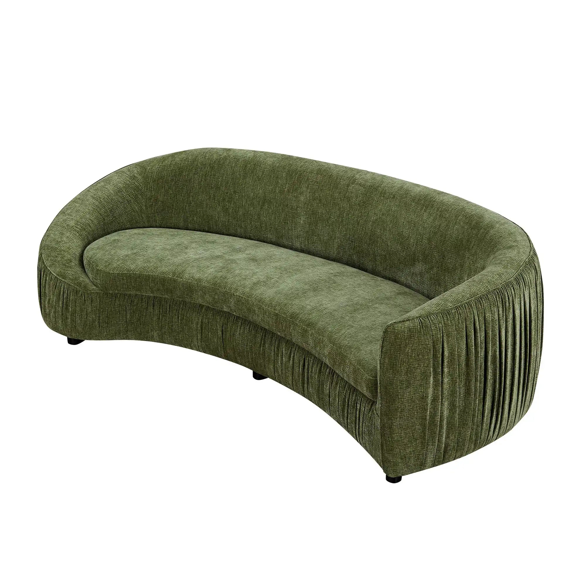 92 Inch Modern Curved Sofa Couch, Green Fabric, 4-Seat - Best Buy Furniture