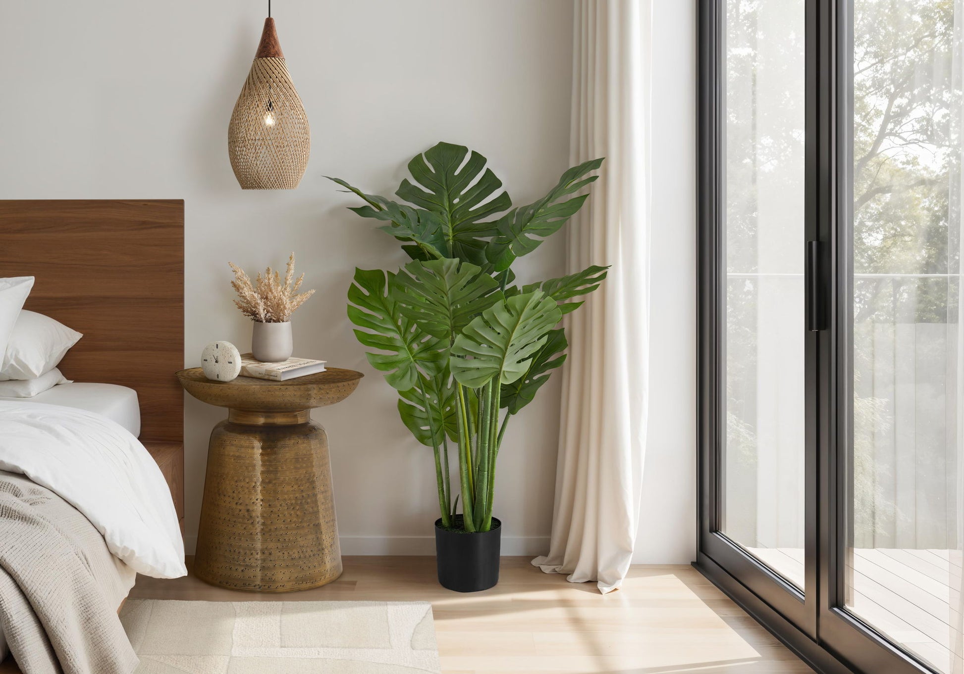 45" Tall, Artificial Plant, Monstera Tree, Indoor, Faux, Fake, Floor, Greenery, Potted, Real Touch, Decorative - Green / Black - Best Buy Furniture