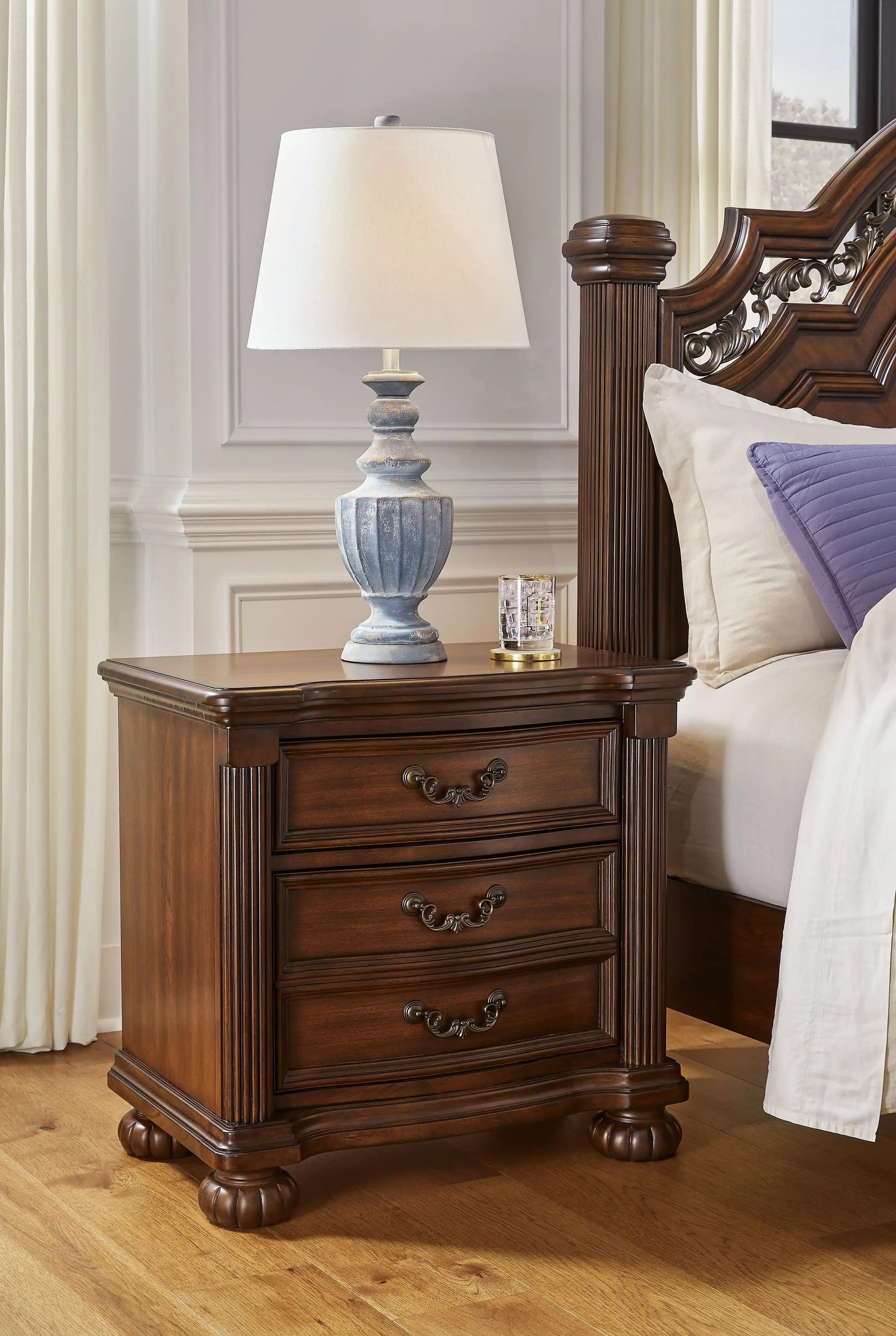 Lavinton - Three Drawer Night Stand - Brown - Best Buy Furniture