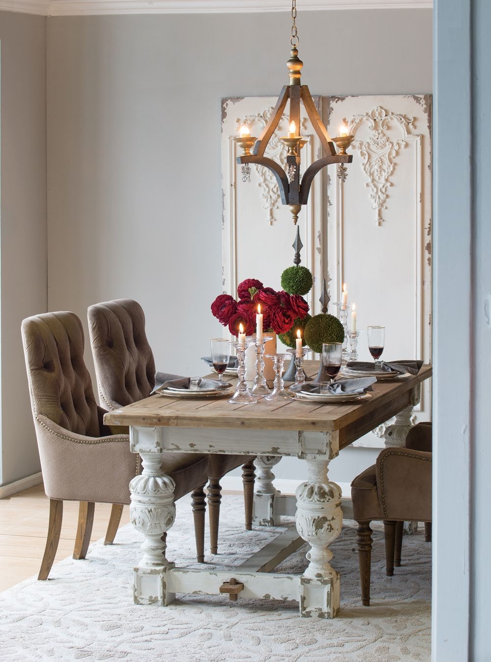 Alcott - Dining Table - Brown / Antique White - Best Buy Furniture