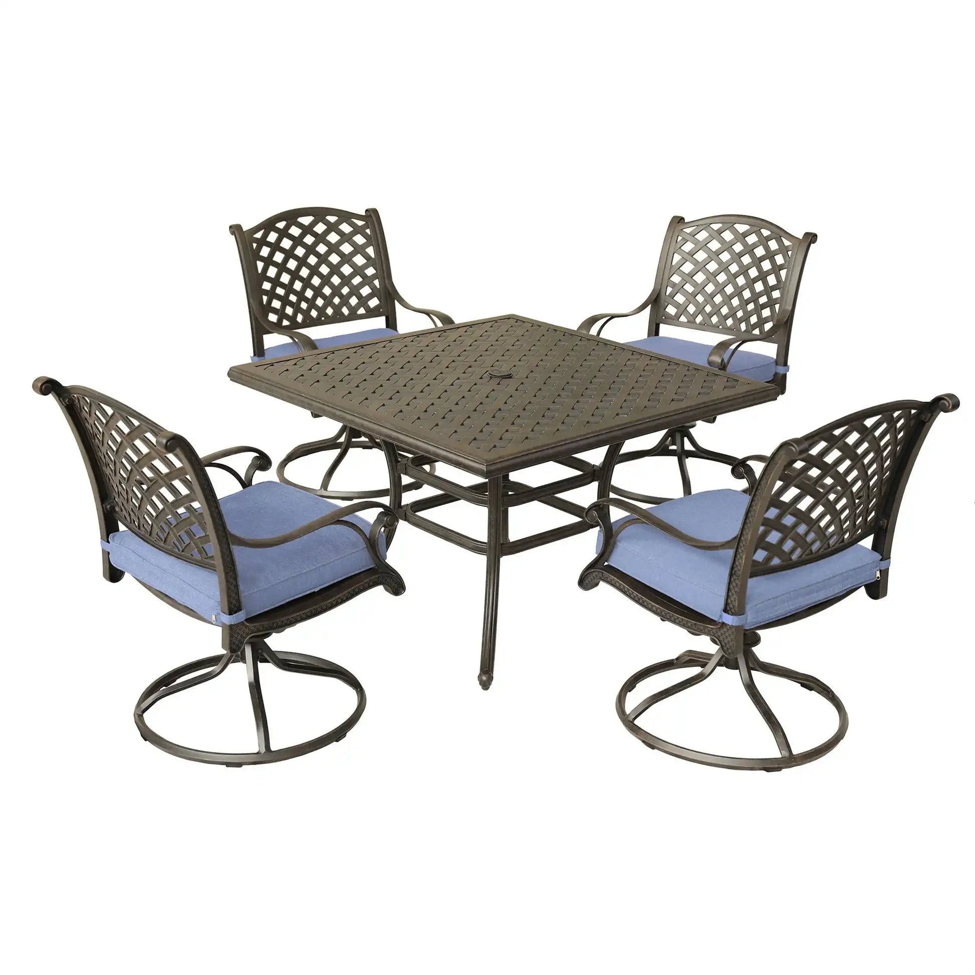 Square 4 Person 43.19" Long Aluminum Dining Set With Cushions - Best Buy Furniture