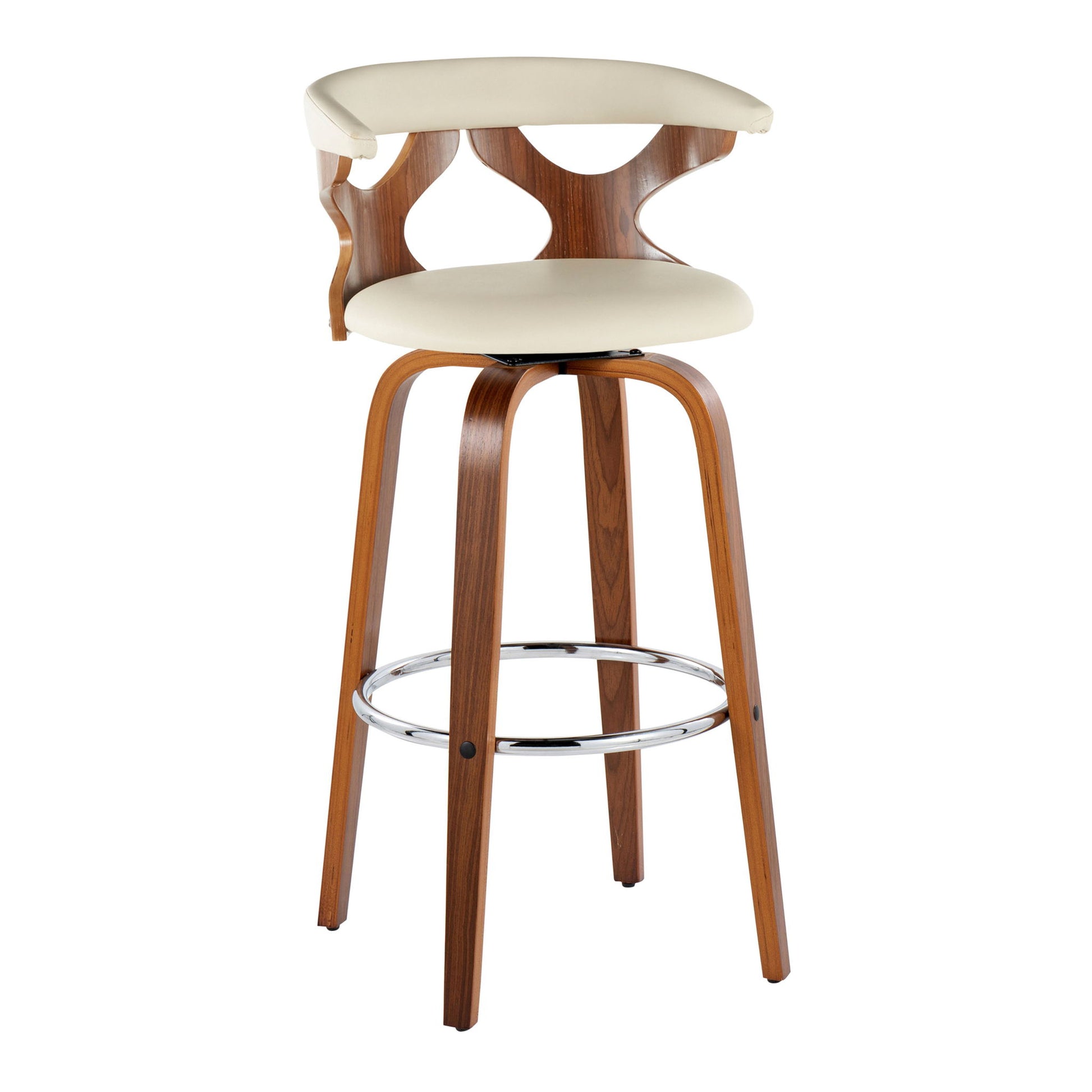Gardenia - Mid Century Modern Fixed Height Barstool With Swivel With Round Footrest (Set of 2) - Best Buy Furniture