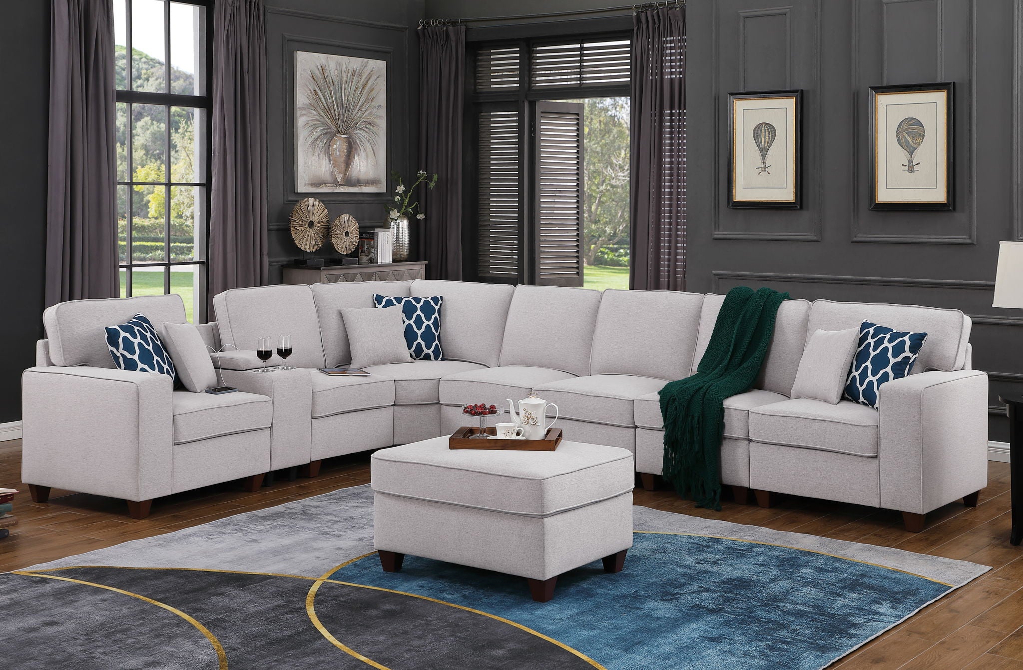 Jessica - Sectional Sofa With Ottoman - Light Gray - Best Buy Furniture