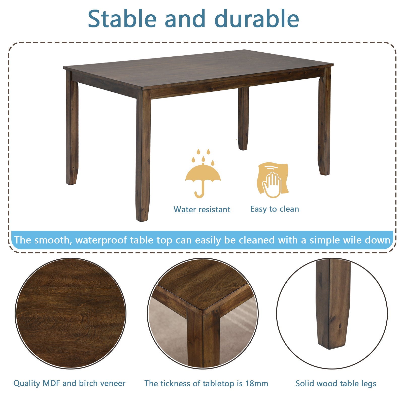 5 Pieces Modern Dining Set, Rectangular Wooden Dining Table With 4 Upholstered Chairs - Best Buy Furniture