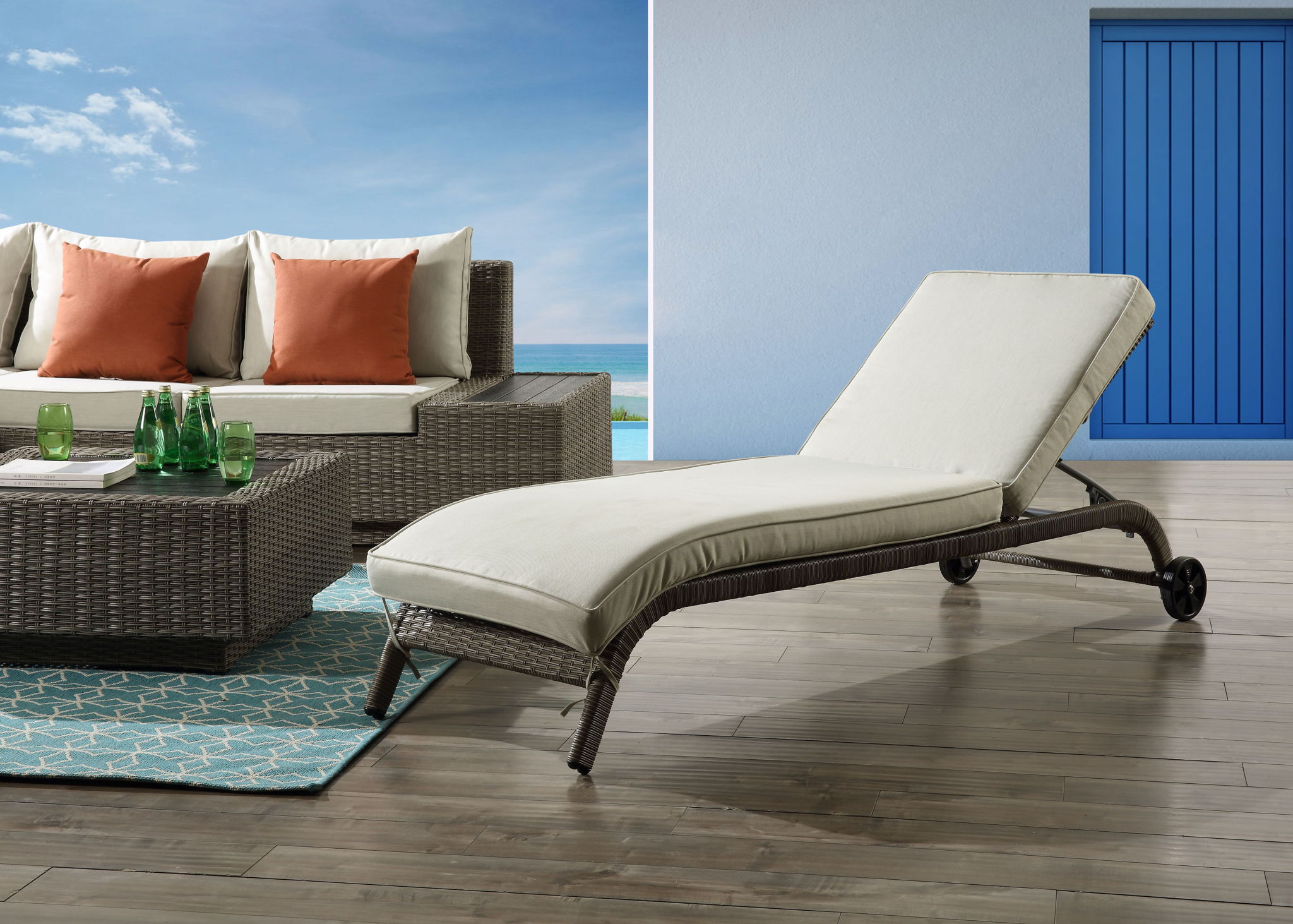 Salena - Patio Sun Lounge - Beige / Gray - Best Buy Furniture